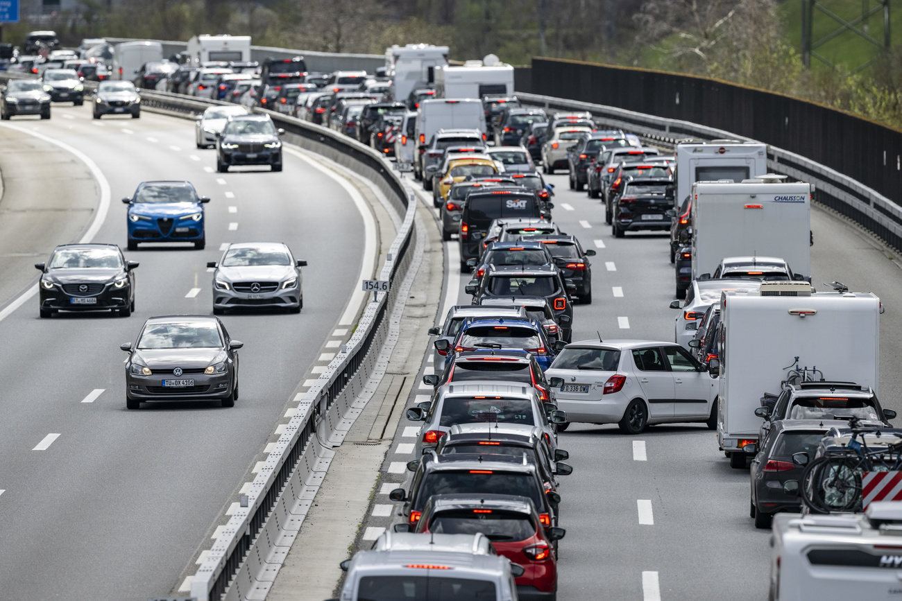 Traffic jam at the Gotthard tunnel, Switzerland