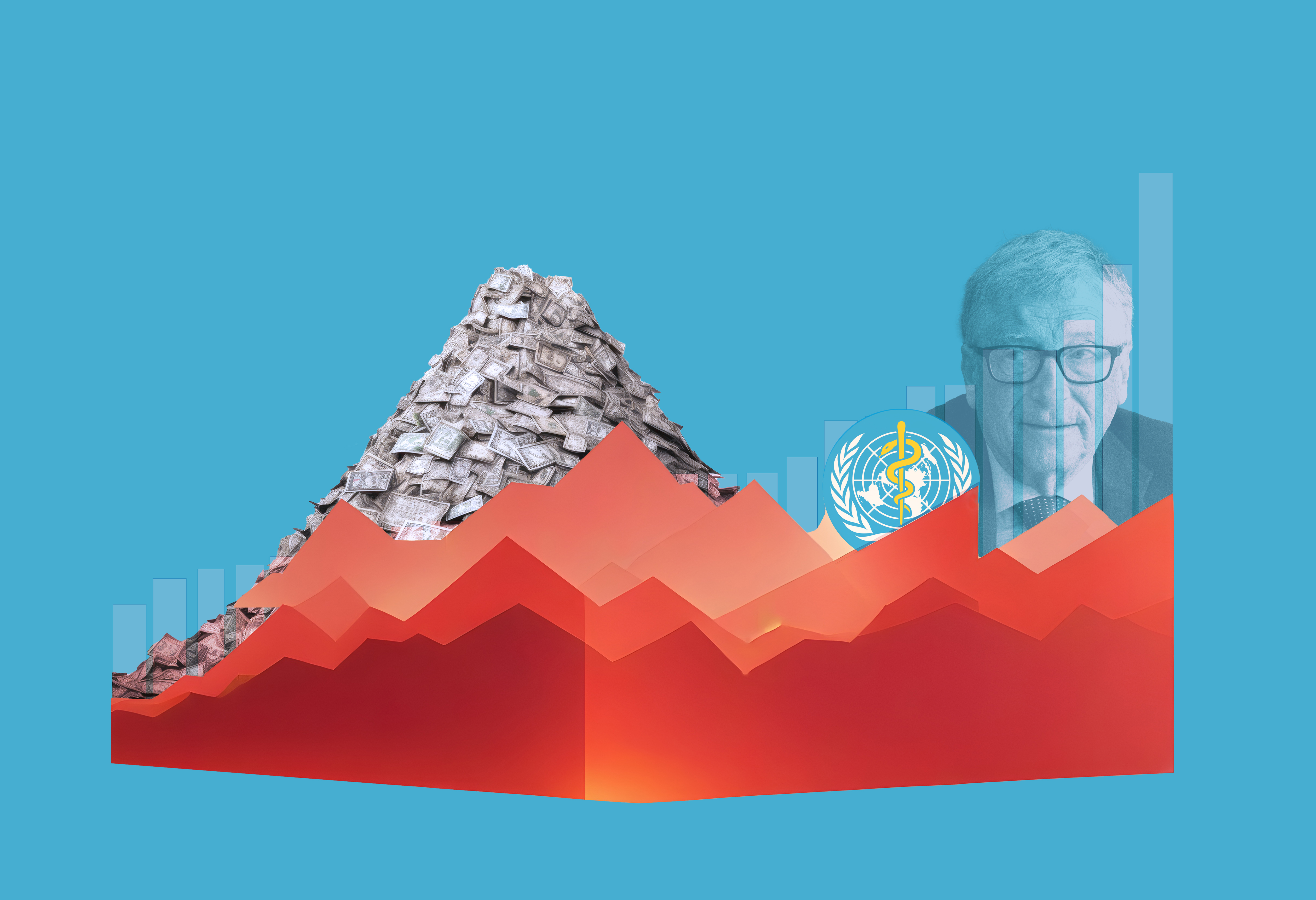 Illustrazione montagne grafici e Bill Gates