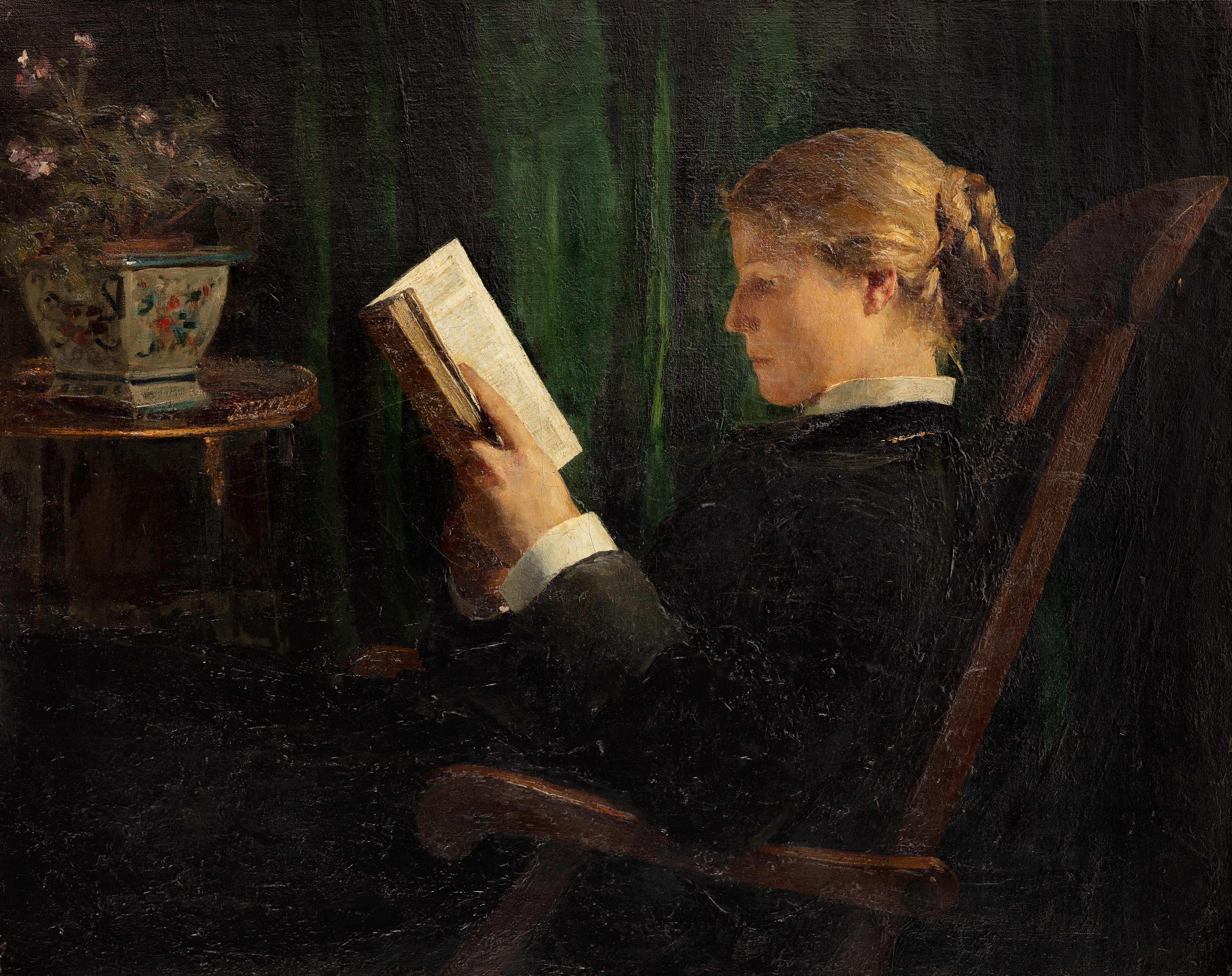 «Читающая» («Die Lesende»), полотно Альберта Анкера (1883 год). Выставка в Берне интерпретирует художника в качестве пропагандиста женской грамотности в то время, когда эта тема была в обществе абсолютным табу.