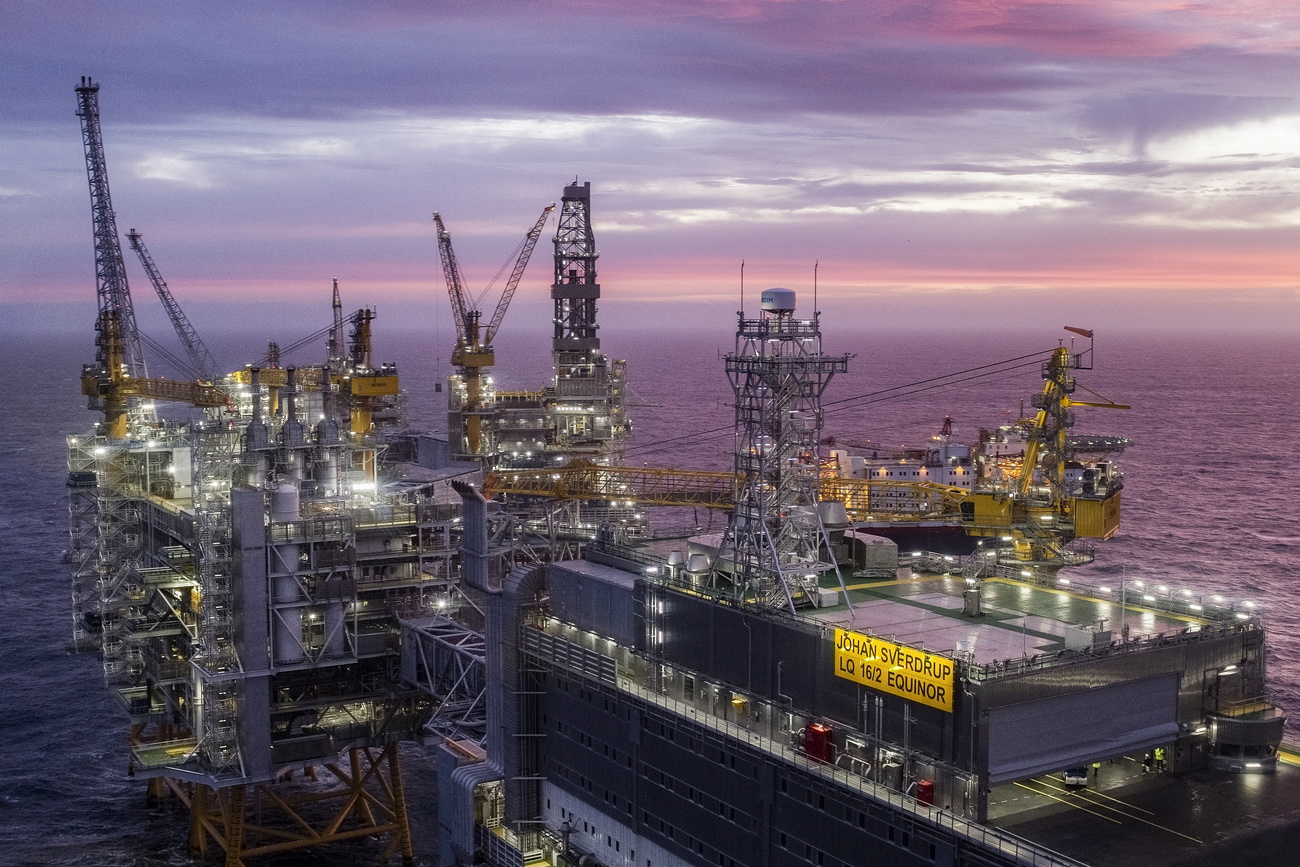 A general view of the Johan Sverdrup oil field centre in the North Sea, situated some 140 km off the south western coast of Norway.