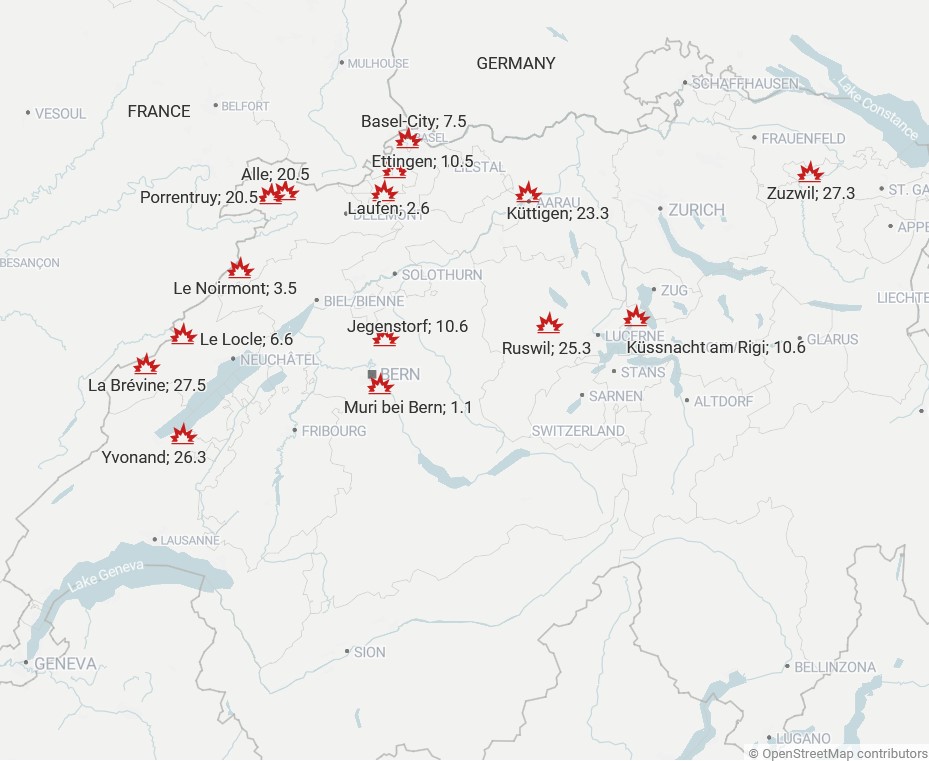 Здесь в Швейцарии были преступниками произведены подрывы банкоматов.