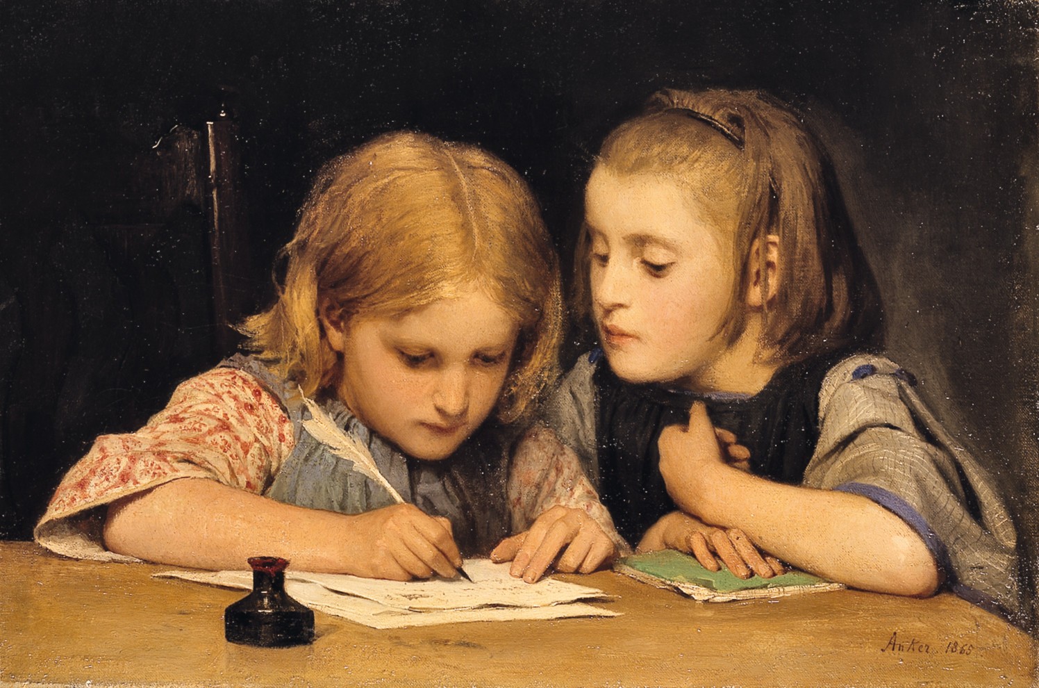 Albert Anker: "Schreibunterricht II" (1865)