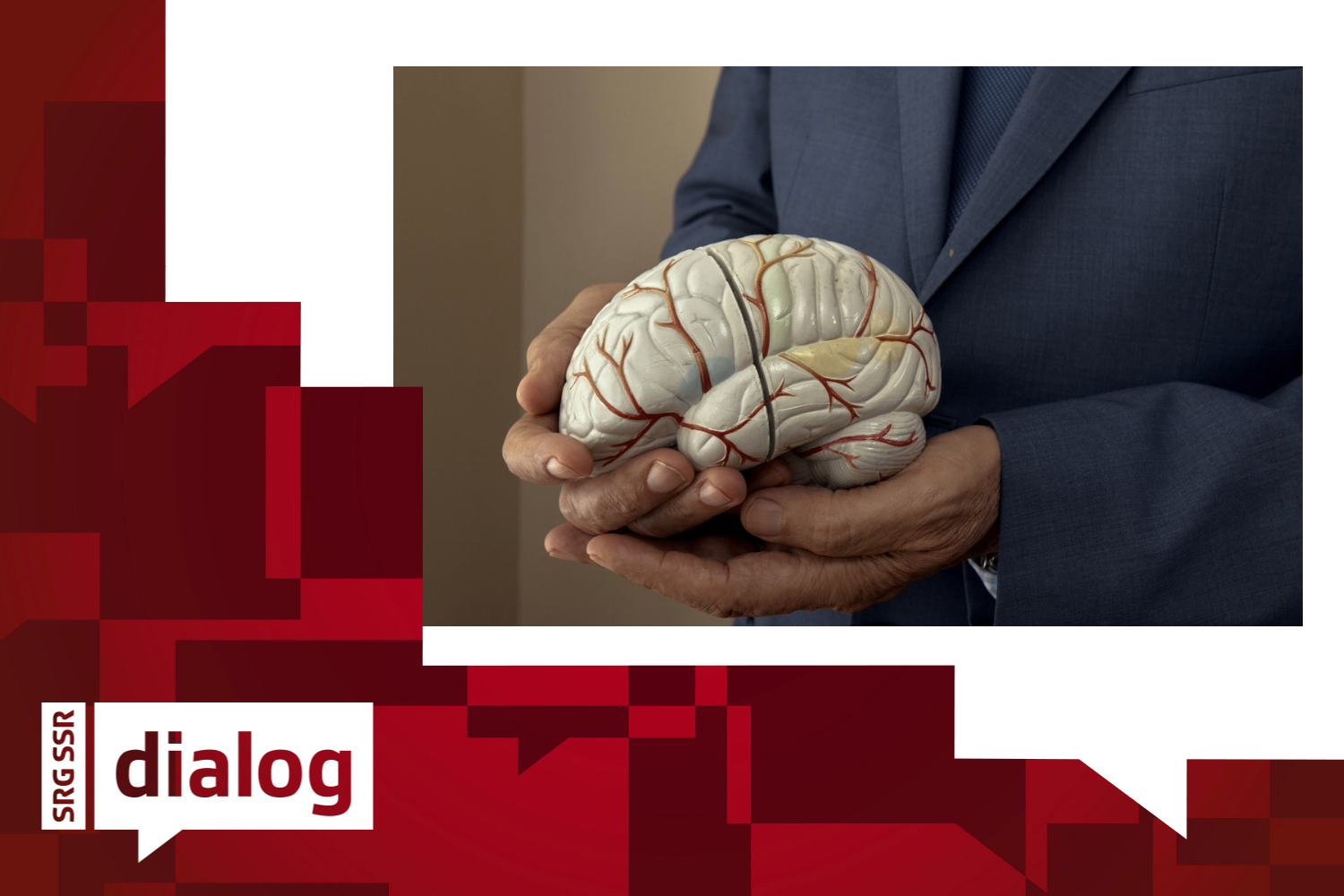 Ein Plastikgehirn in der Hand des Psychiaters Dr. Fernando Taveras.