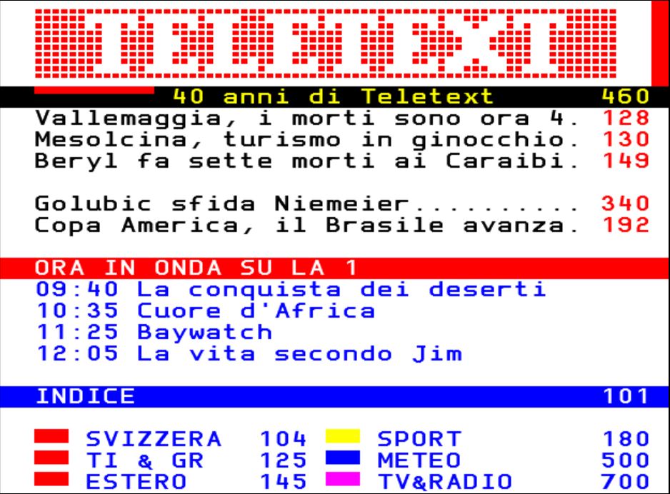 schermata iniziale teletext 3 luglio
