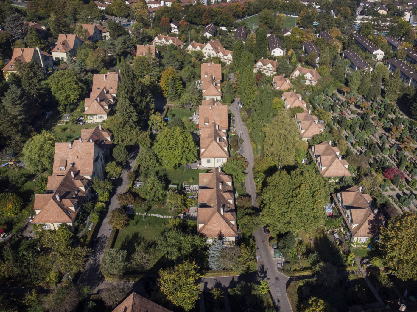 villette a schiera fotografate dall'alto