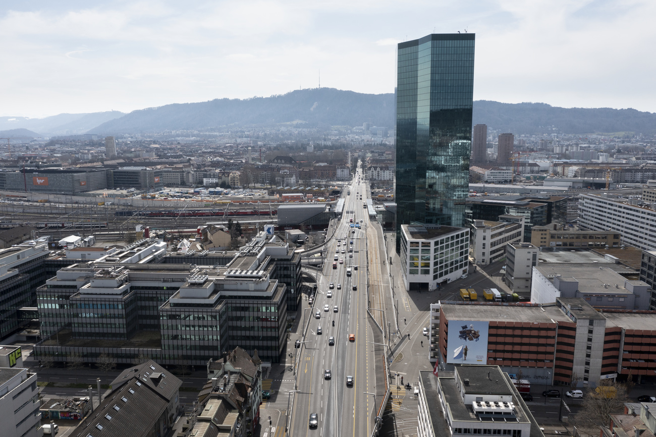 The Hardbruecke district with the Prime Tower in Zurich.