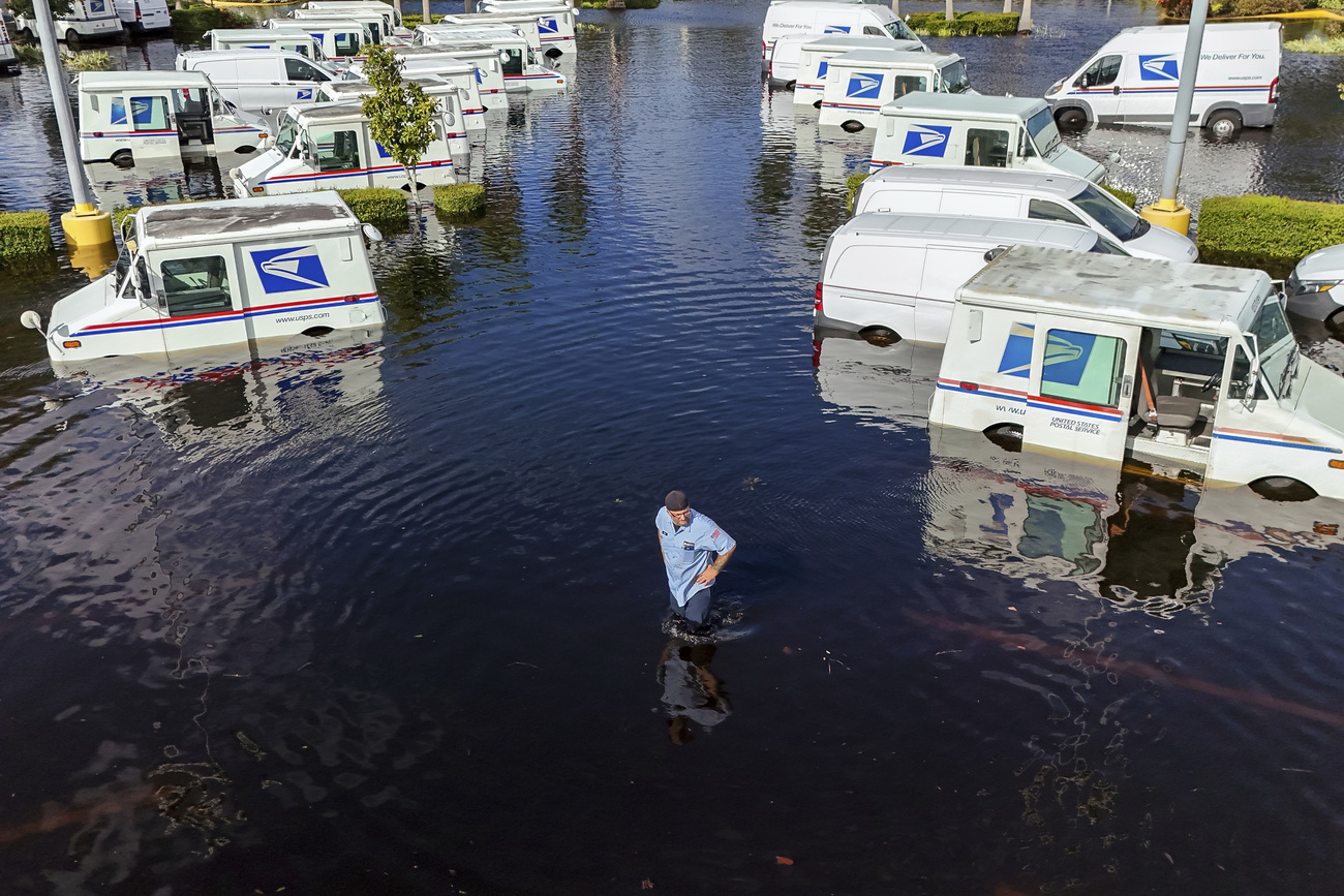 Intense rain from Hurricane Milton caused the Anclote River to flood in New Port Richey, Florida, October. 11, 2024. Milton's rapid intensification from a Category 1 storm to a Category 5 monster in less than 24 hours was the latest example of a worrying trend that has seen storms growing more powerful, more quickly, due to climate change.