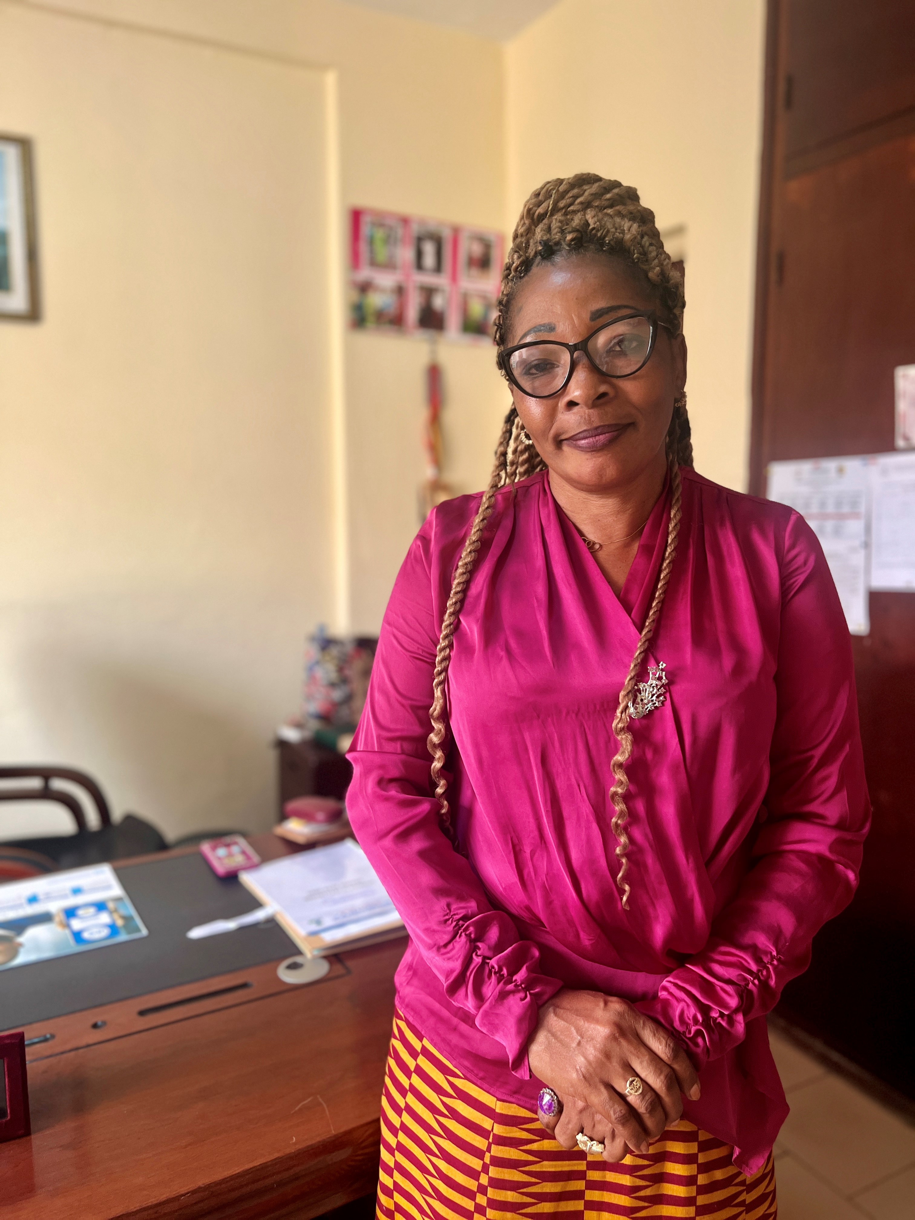 Sidonie G. Tagne, General Secretary of the Cameroon Women's Football League, in her office at the Cameroon Football Federation (Fecafoot).
