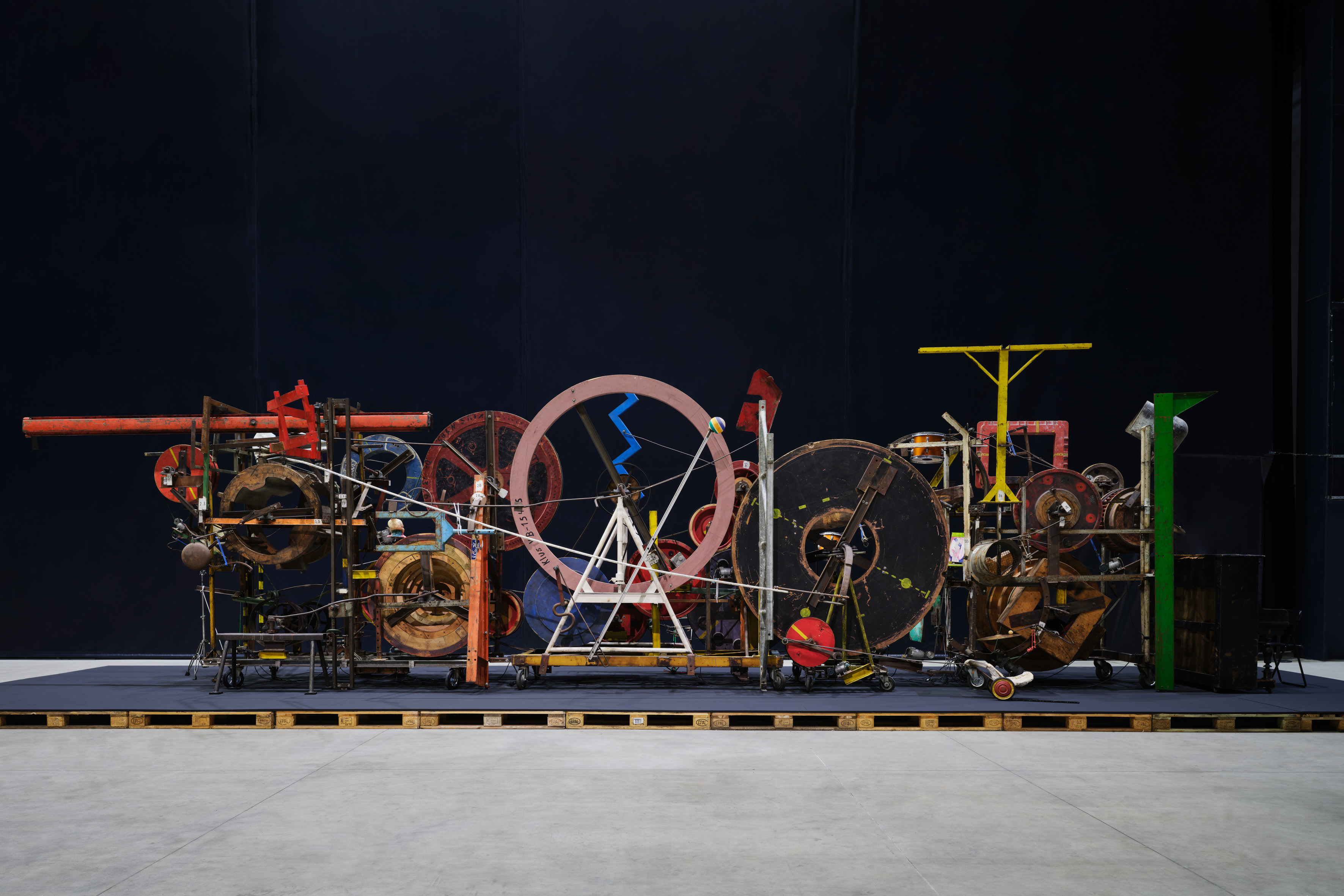 "Méta-Maxi" (1986), work by Jean Tinguely on show at Hangar Bicocca, Milan.