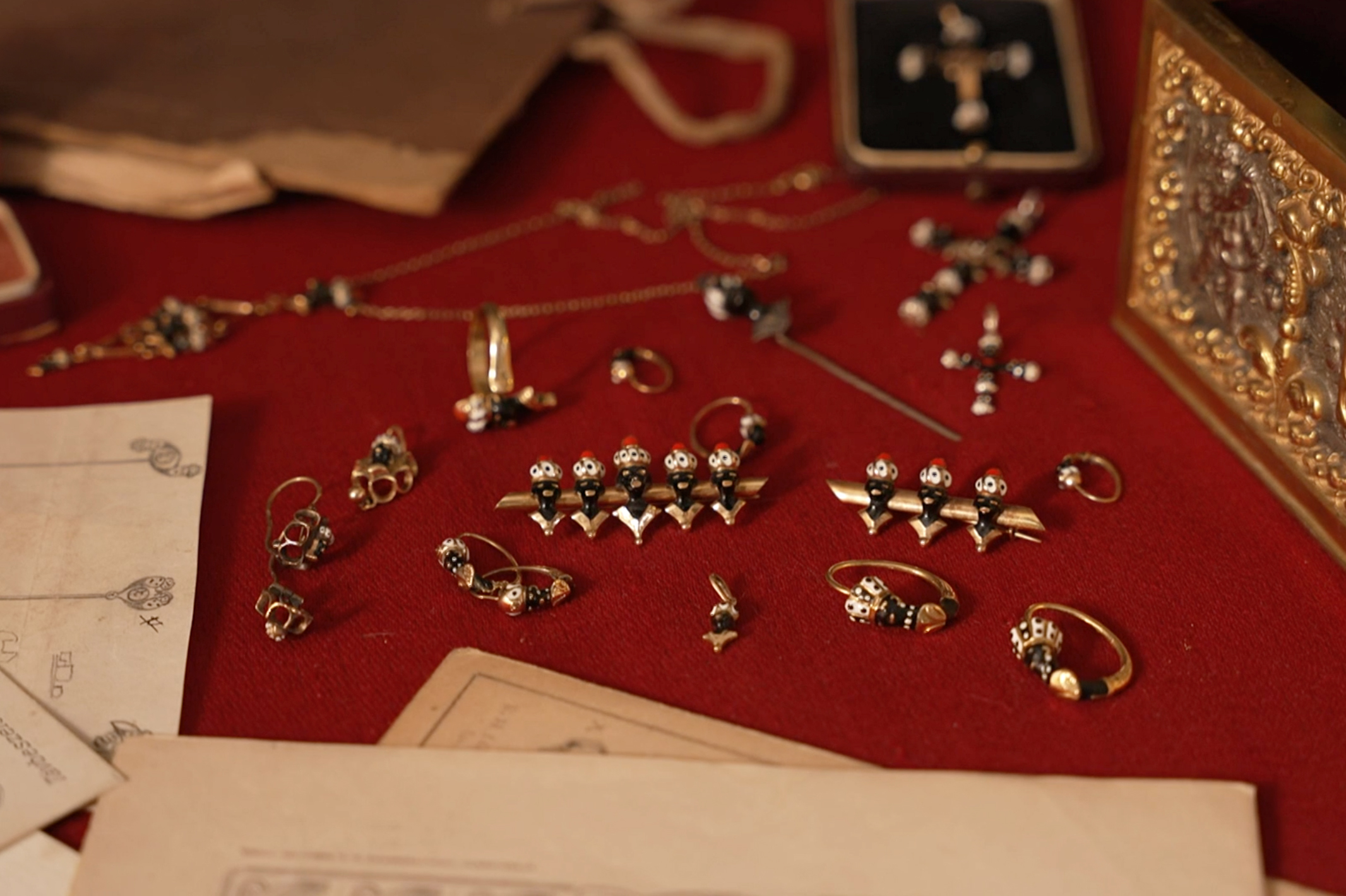 jewelry on red velvet