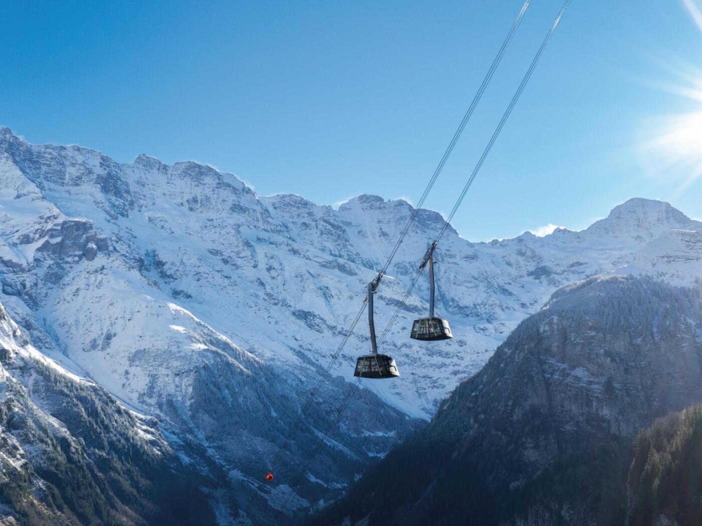 The world's steepest cable car in the Bernese Oberland is in operation