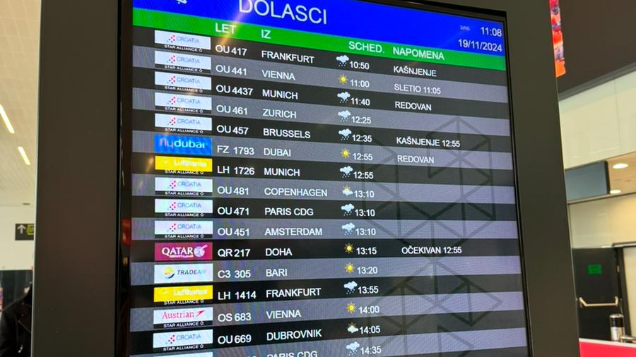 tabellone degli arrivi in un aeroporto