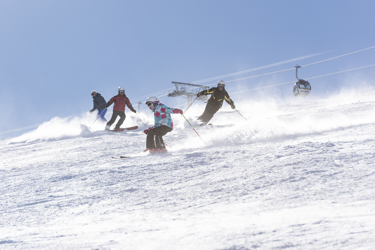 Skiers on the slopes in Zermatt, Switzerland