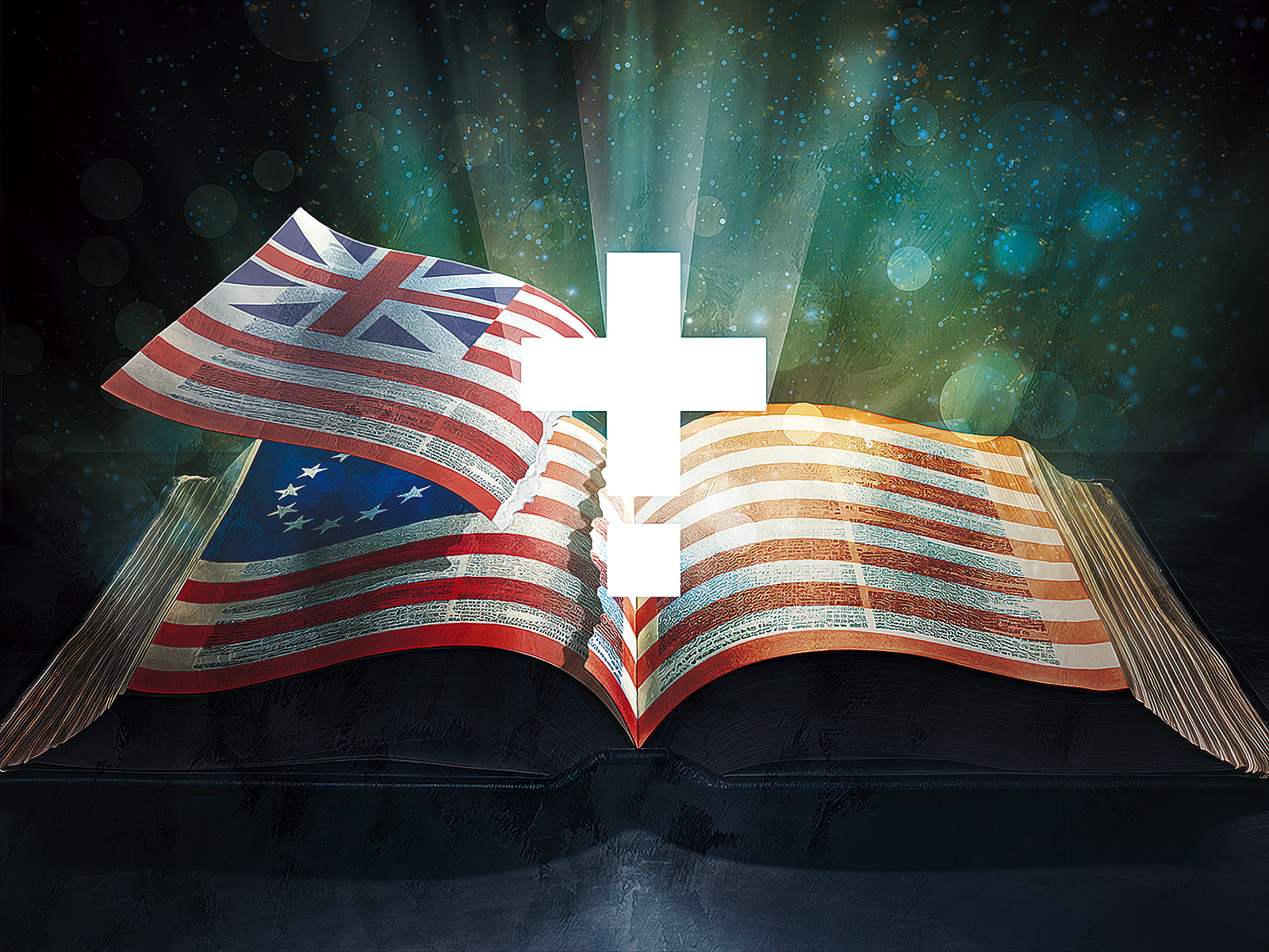 Illustration mit der ersten Flagge der USA