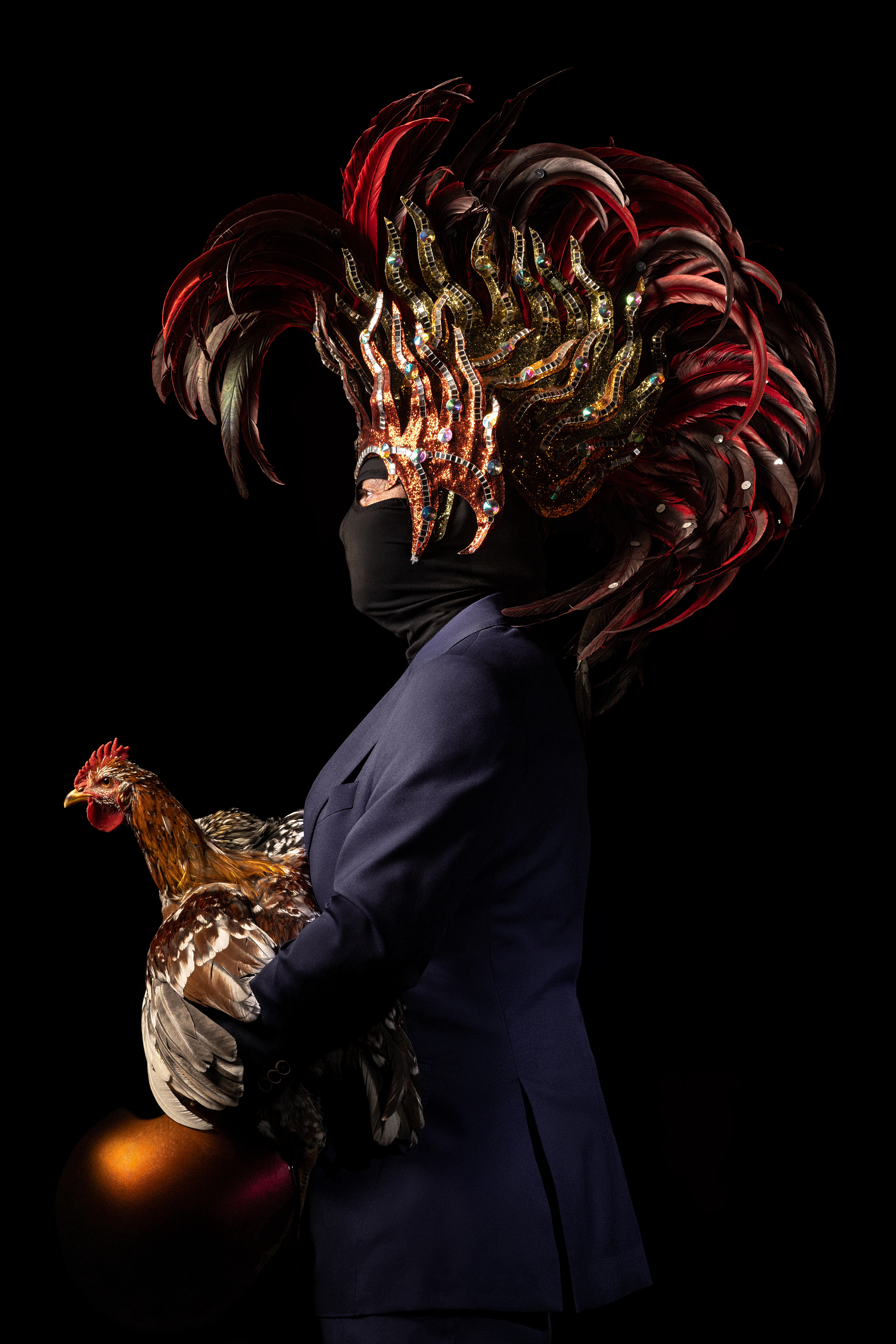 Figura di fantasia con gallo