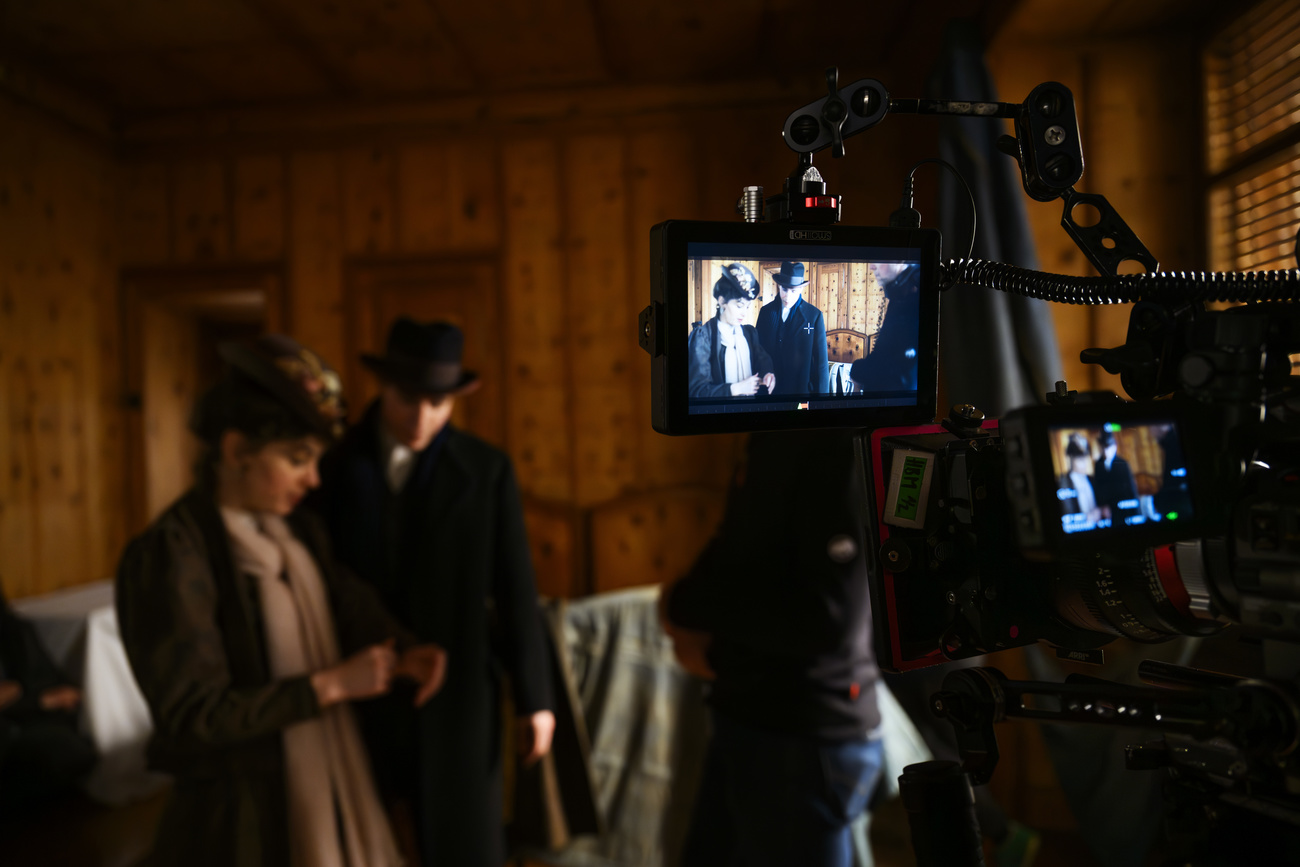 On set during ‘Winter Palace’ shootings at the Chateau Mercier, in Sierre (canton of Valais).