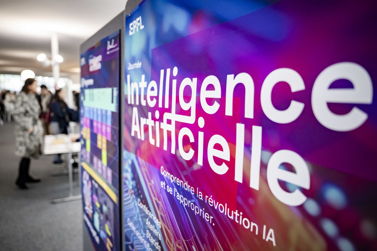 Digitale Anzeige mit Anschrift "Intelligence Artificielle"