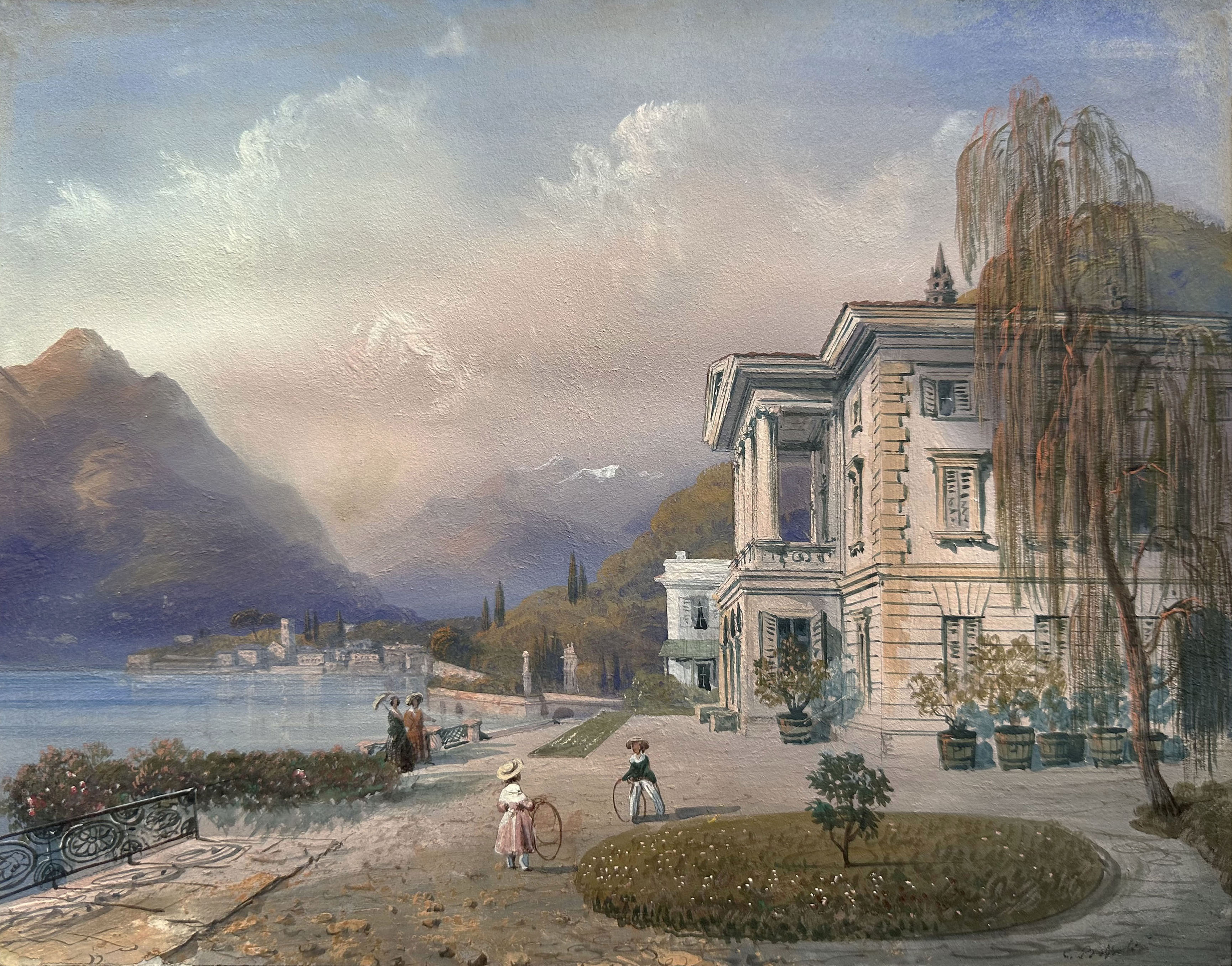 Carlo Bossoli, Veduta di villa Pasta a Blevio, circa 1850, tempera su carta, 22,5 x 28,5 cm, Como, collezione privata.