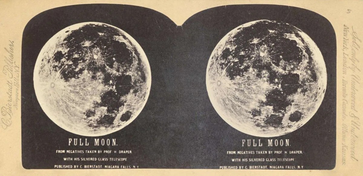 Stéréoscope d’une pleine lune par le professeur Henry Draper, vers 1880.