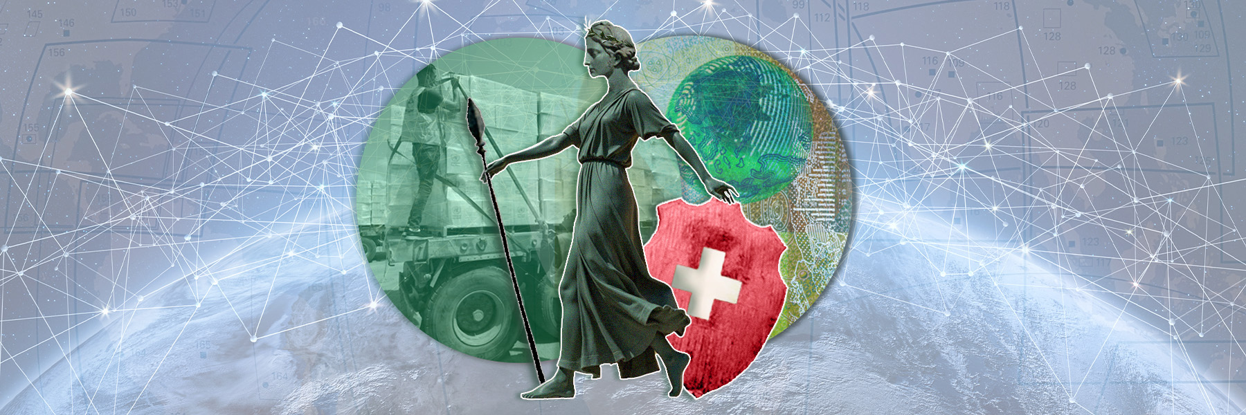 Illustration de l'Helvetia sur le globe
