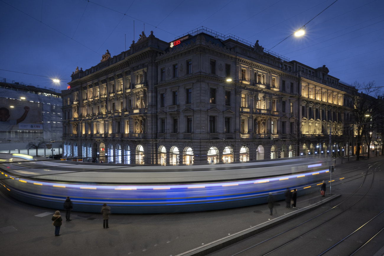 The logo of the Swiss bank UBS now adorns the former main building of Credit Suisse on Paradeplatz in Zurich, Switzerland, January 2025.