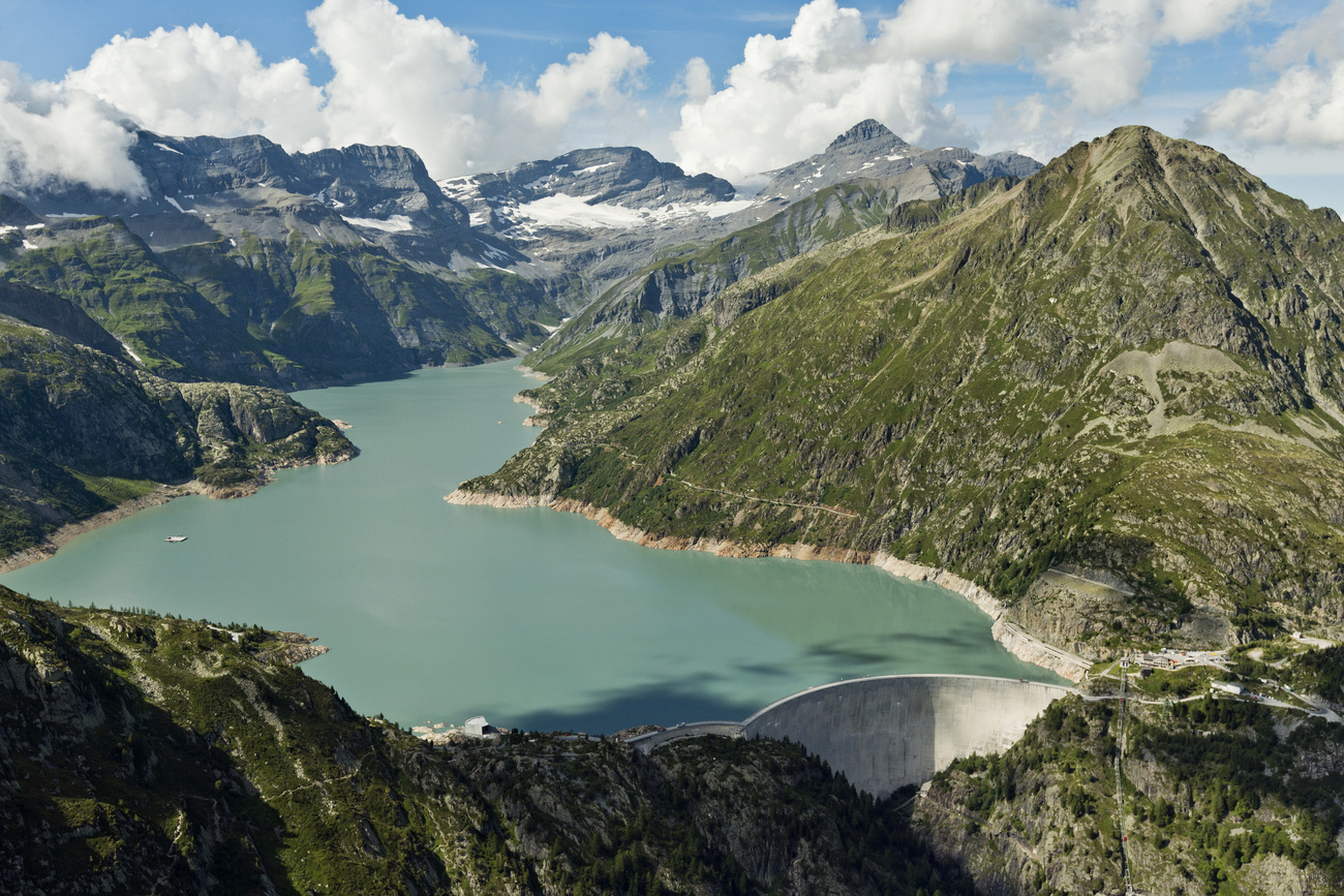 view over alpine reservoir