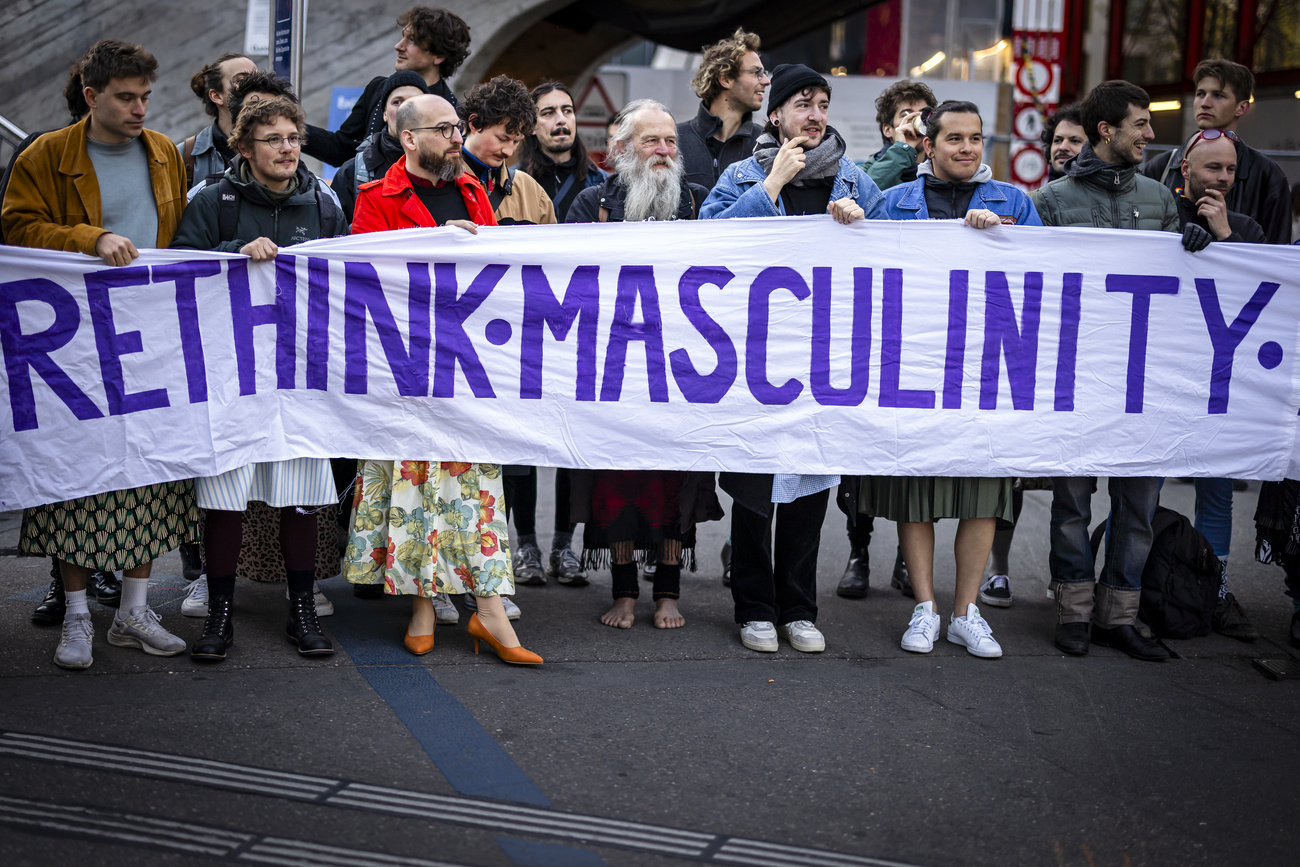 round 40 men gathered at Stadelhofen railway station this morning for "Rethink Masculinity Day".