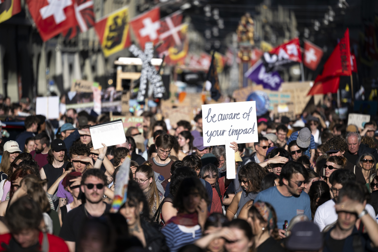 Around 2,000 people attended a climate protest in Bern on March 11.
