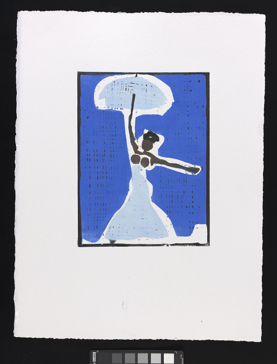 A homage by Isabella Kocum to Alvin Ailey's Revelations (linocut).