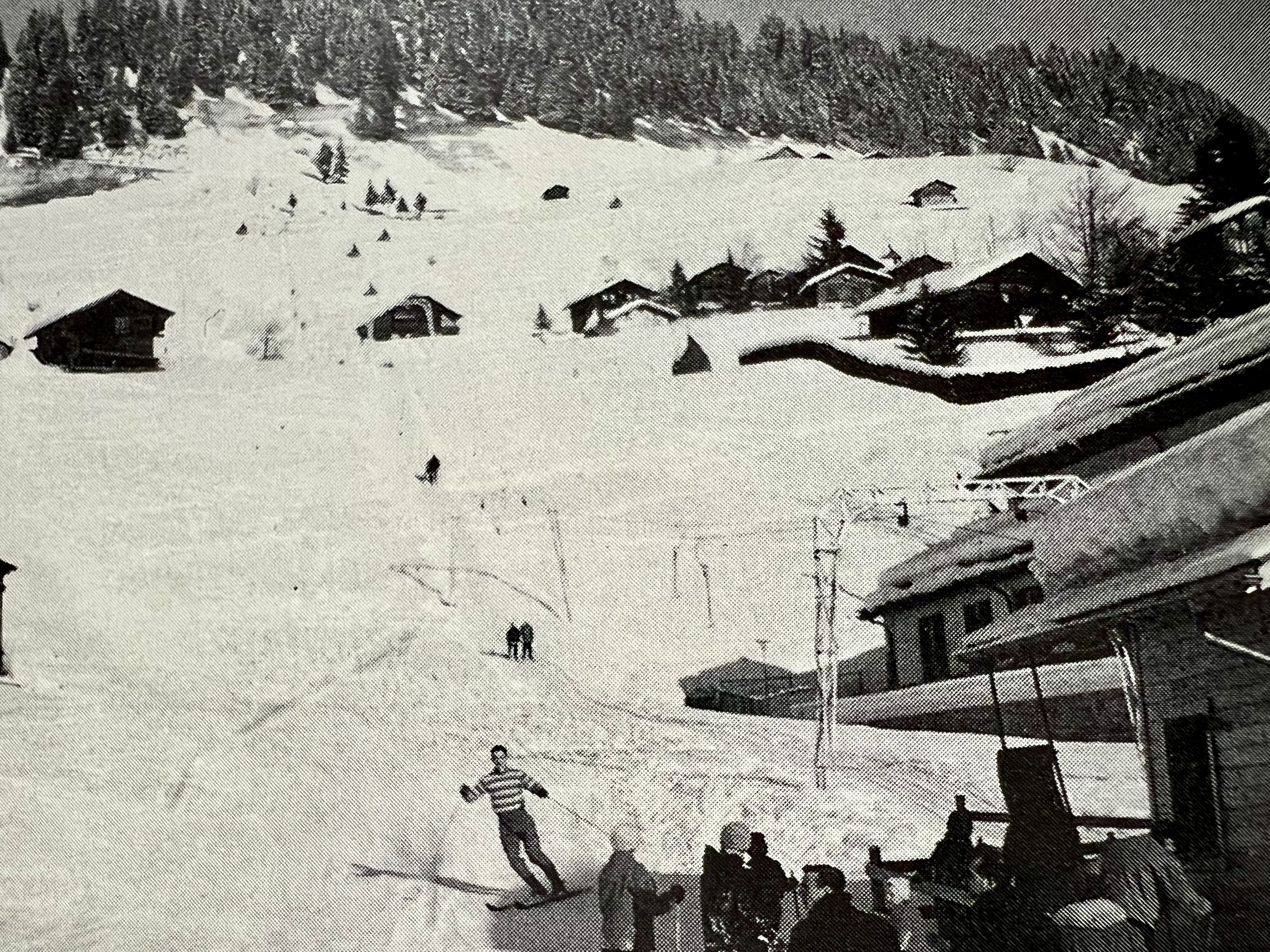 T-bar lift in Les Diablerets in the 1960s.