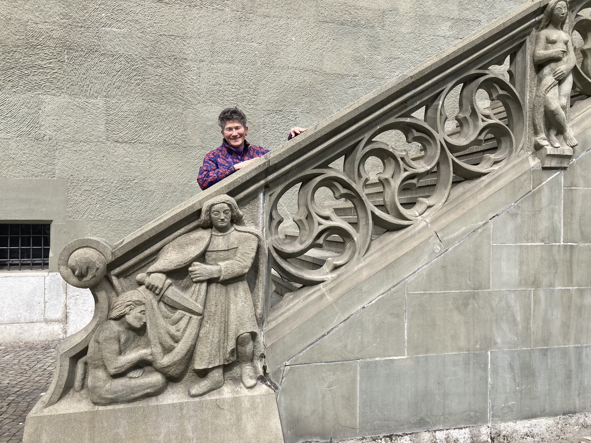 Kim Hays at the Bern Rathaus (town hall) staircase.