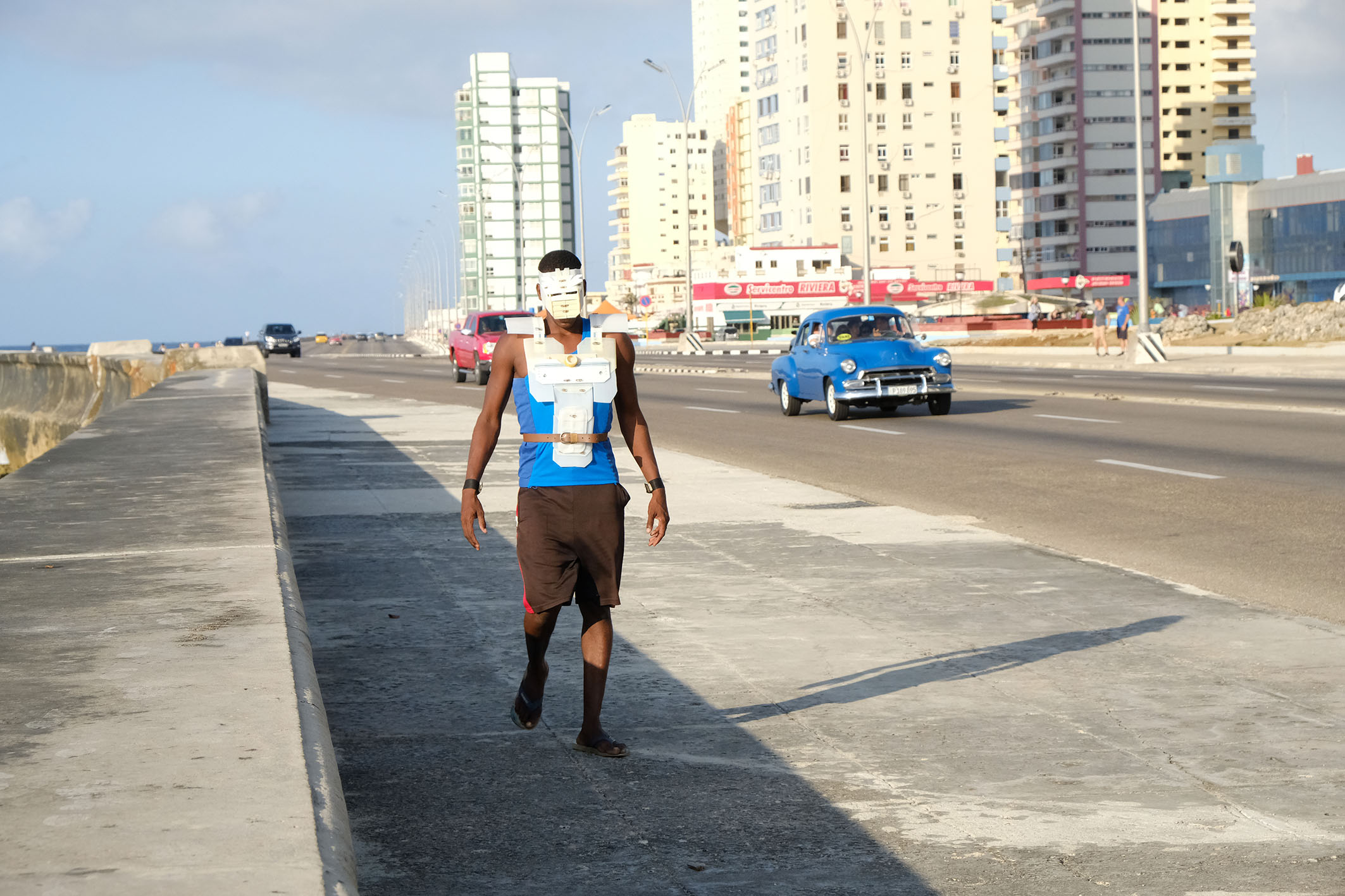 Daldo Marte in superhero costume, Havana 2018.