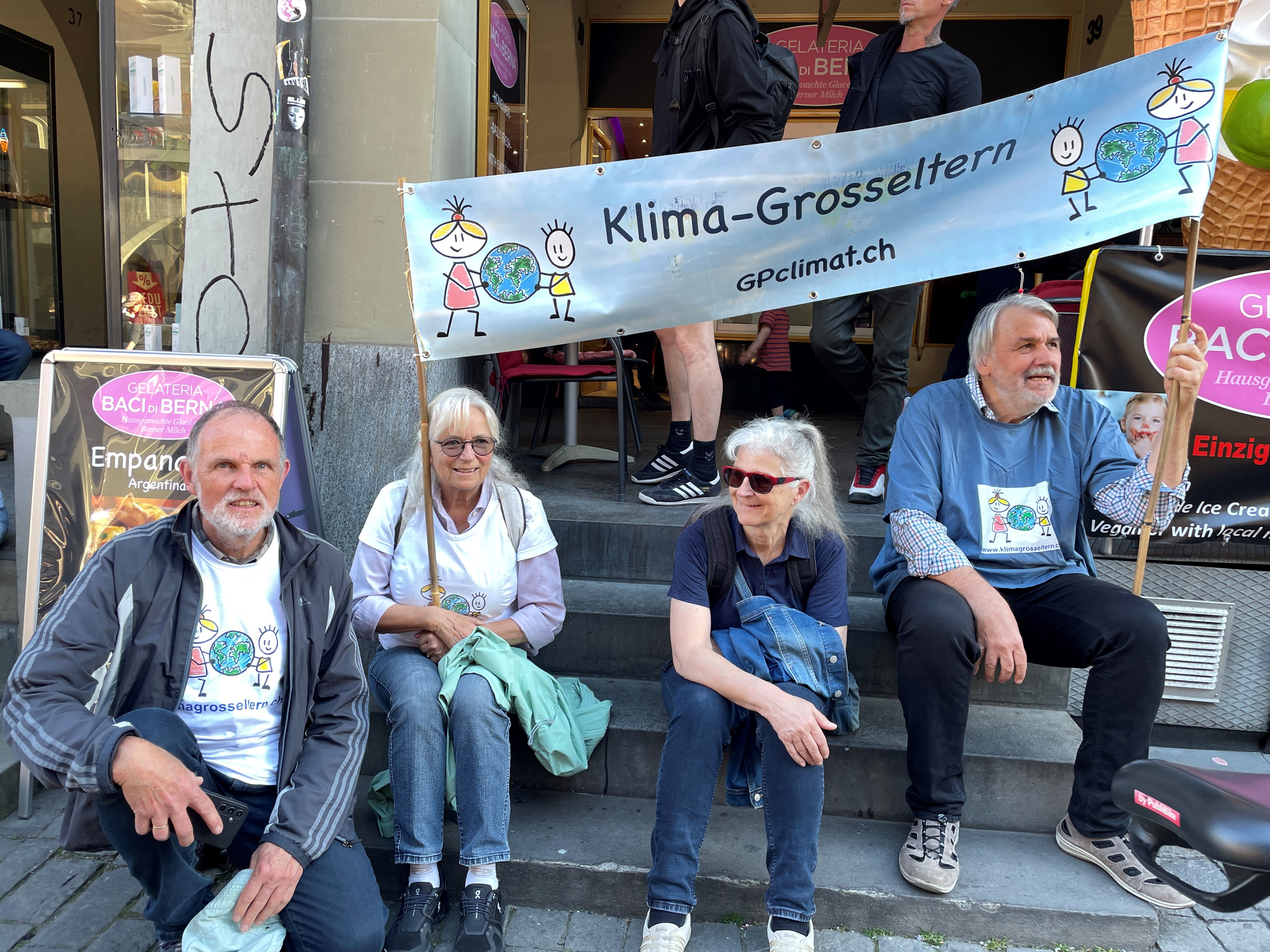 Anne-Marie (second from left) and other members of the “Swiss Grandparents for the Climate” movement.