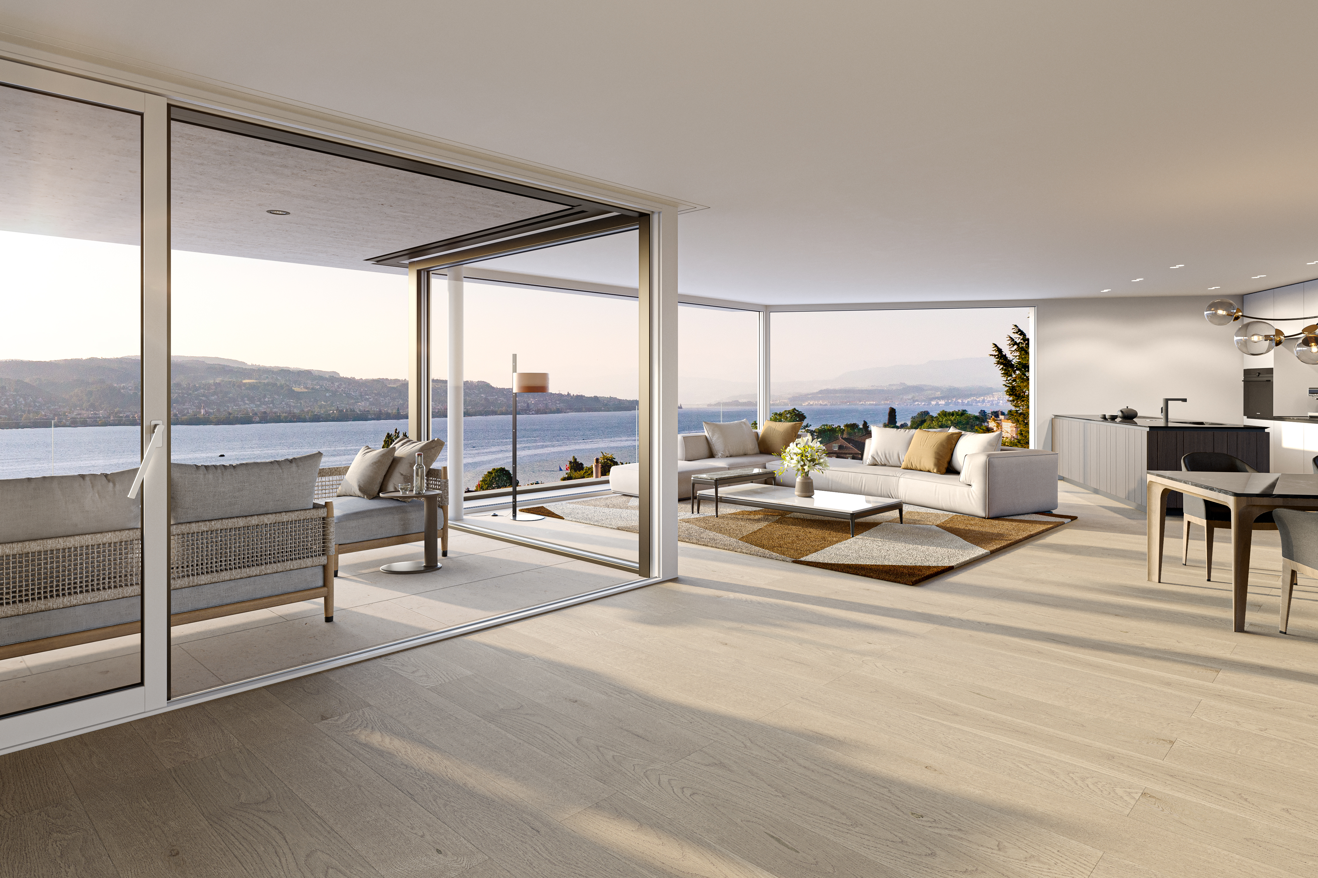 Projektbild, Blick aus einer Wohnung auf den Zürichsee