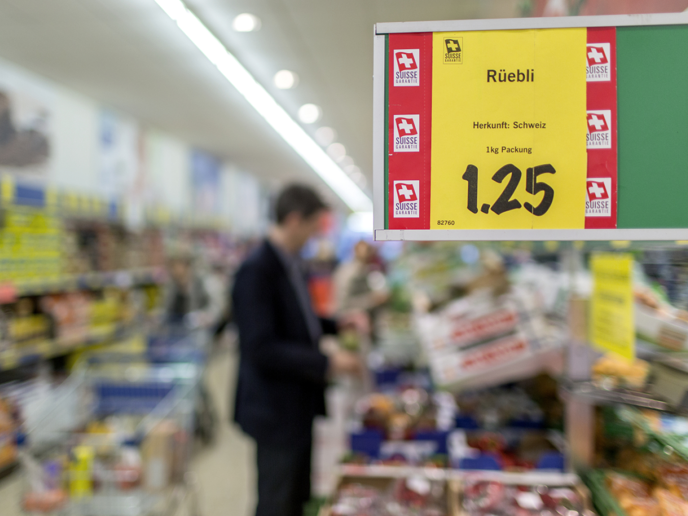 cartello con prezzo al supermercato