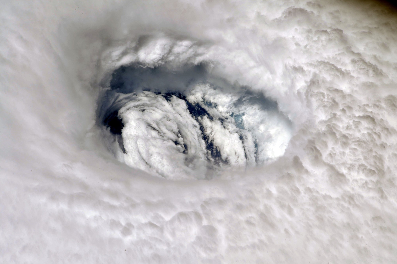The eye of Hurricane Dorian, a force 5 hurricane that battered the Caribbean region in 2019.
