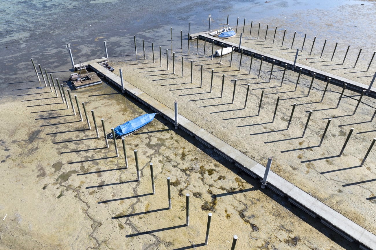 Stranded ships on Lower Lake Constance in April. The water level was very low due to insufficient rain and meltwater.