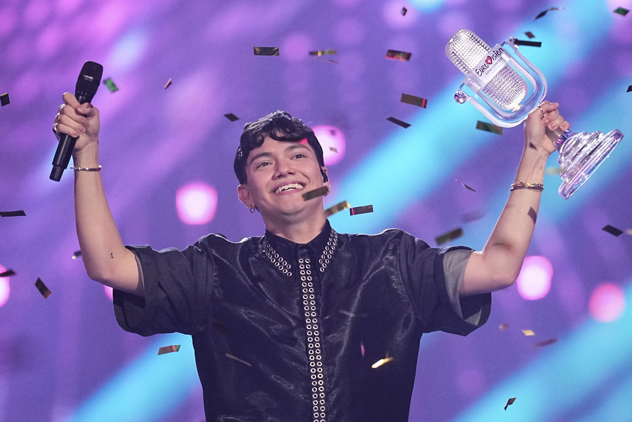 a singer celebrating
