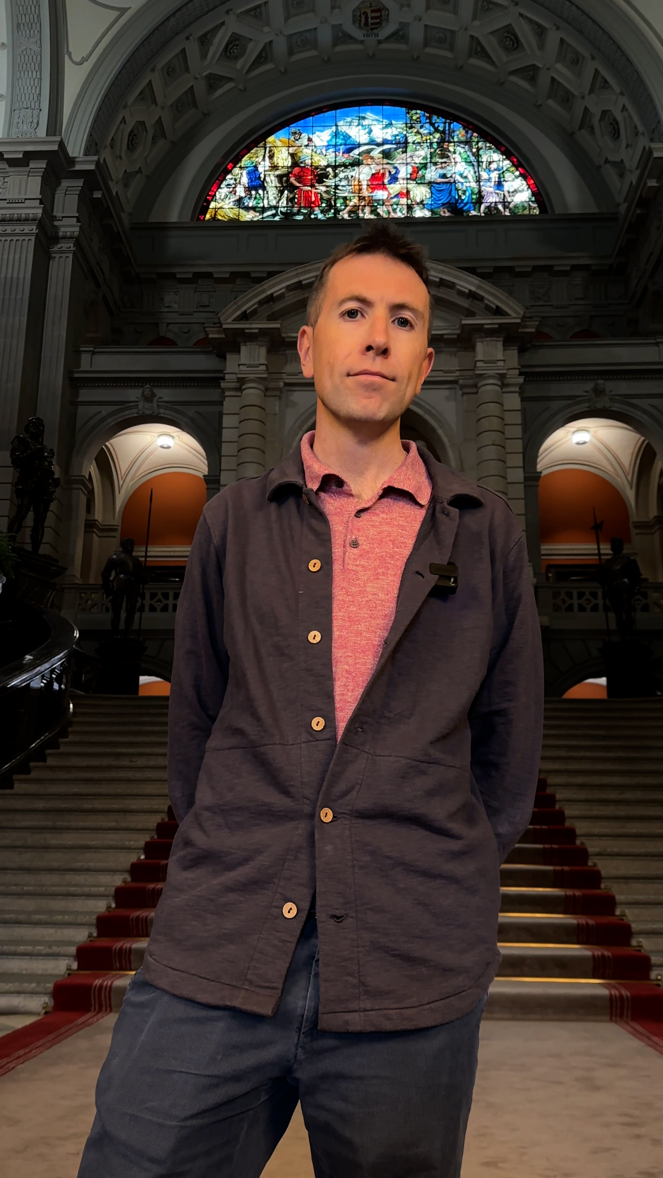 man standing on a staircase