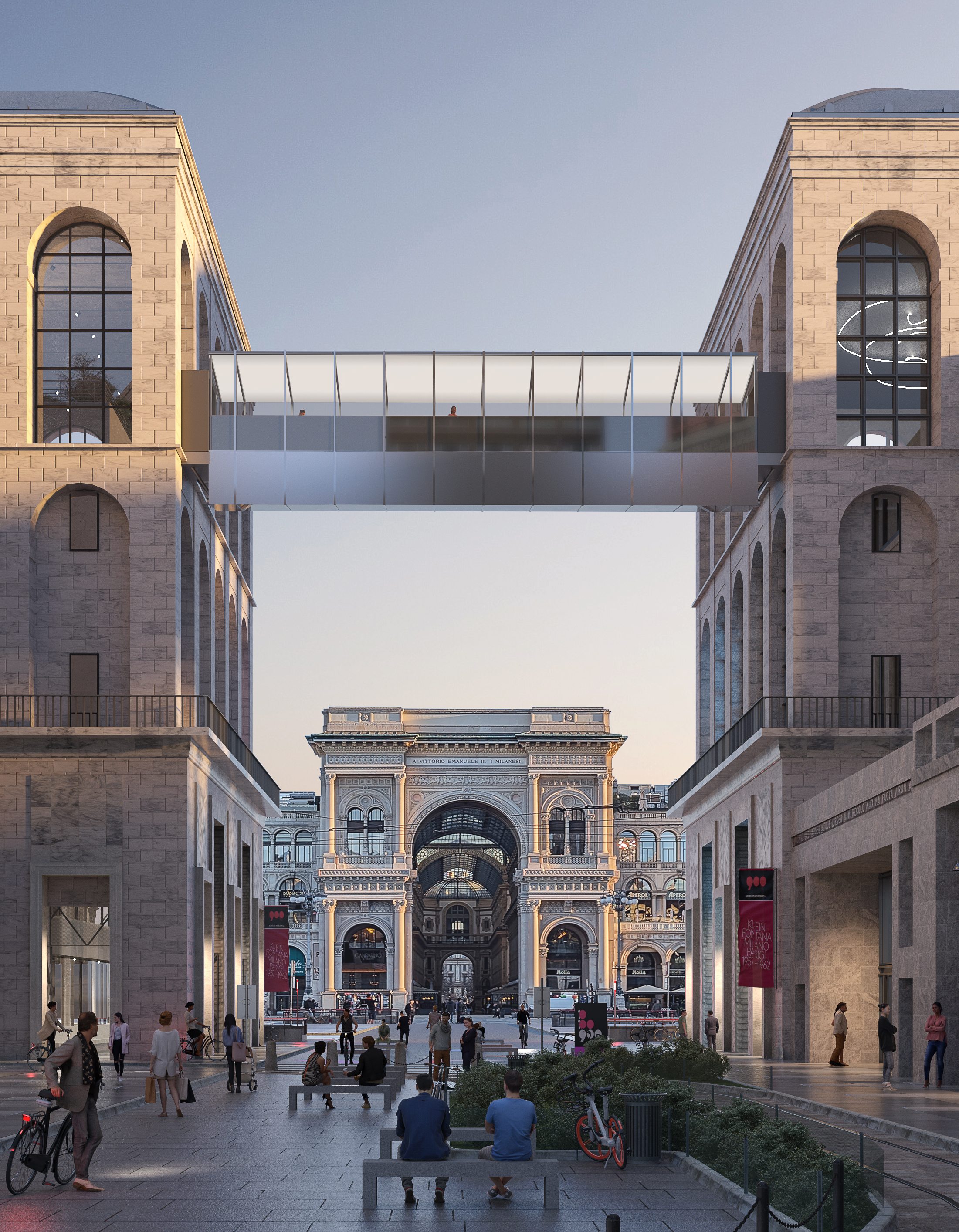 La passerella tra le due ale del palazzo.