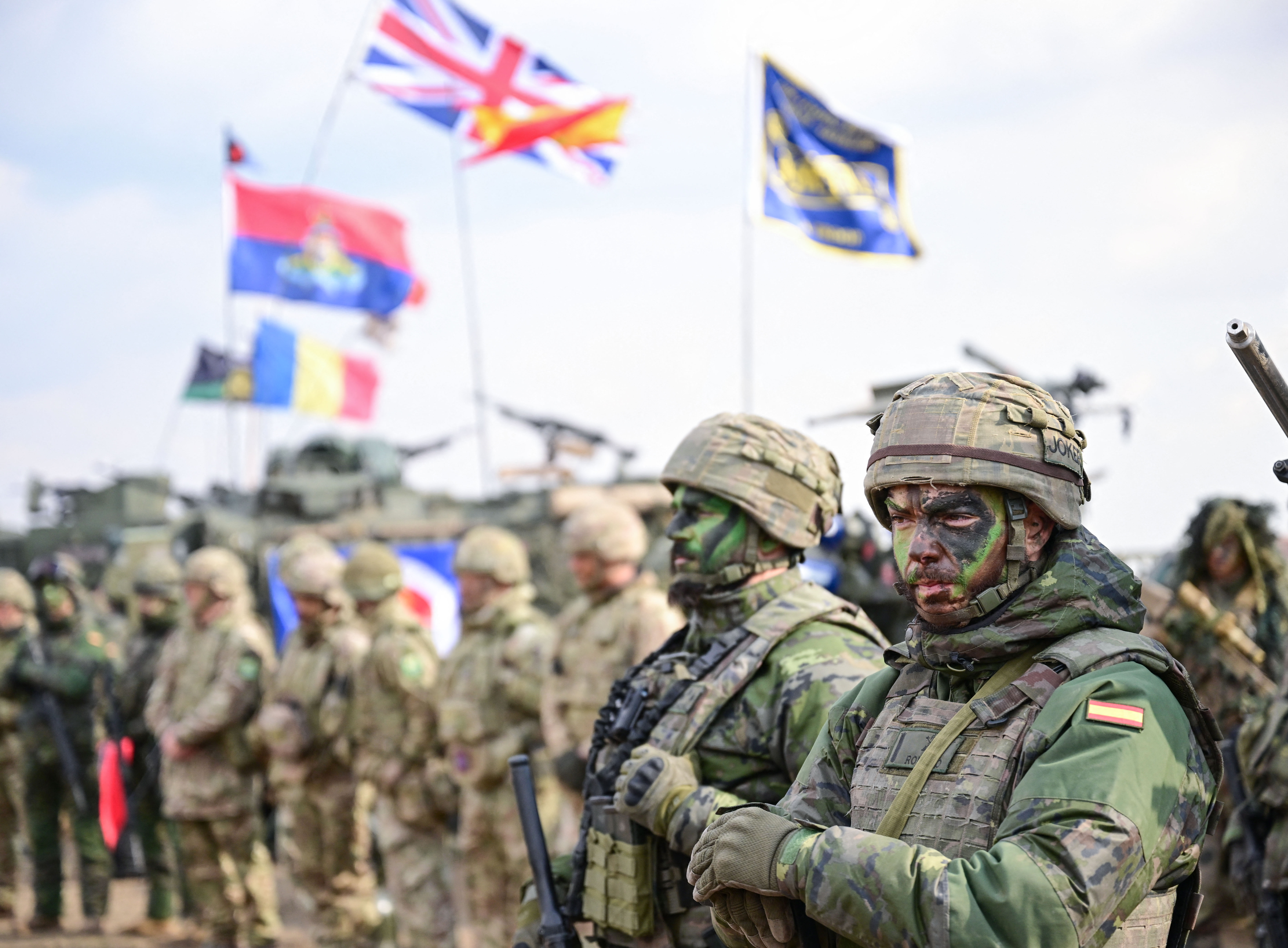 NATO military forces during static display after "Exercise Steadfast Dart 2025" at the Smardan Training Area, in Smardan, south-eastern Romania, on February 19, 2025.