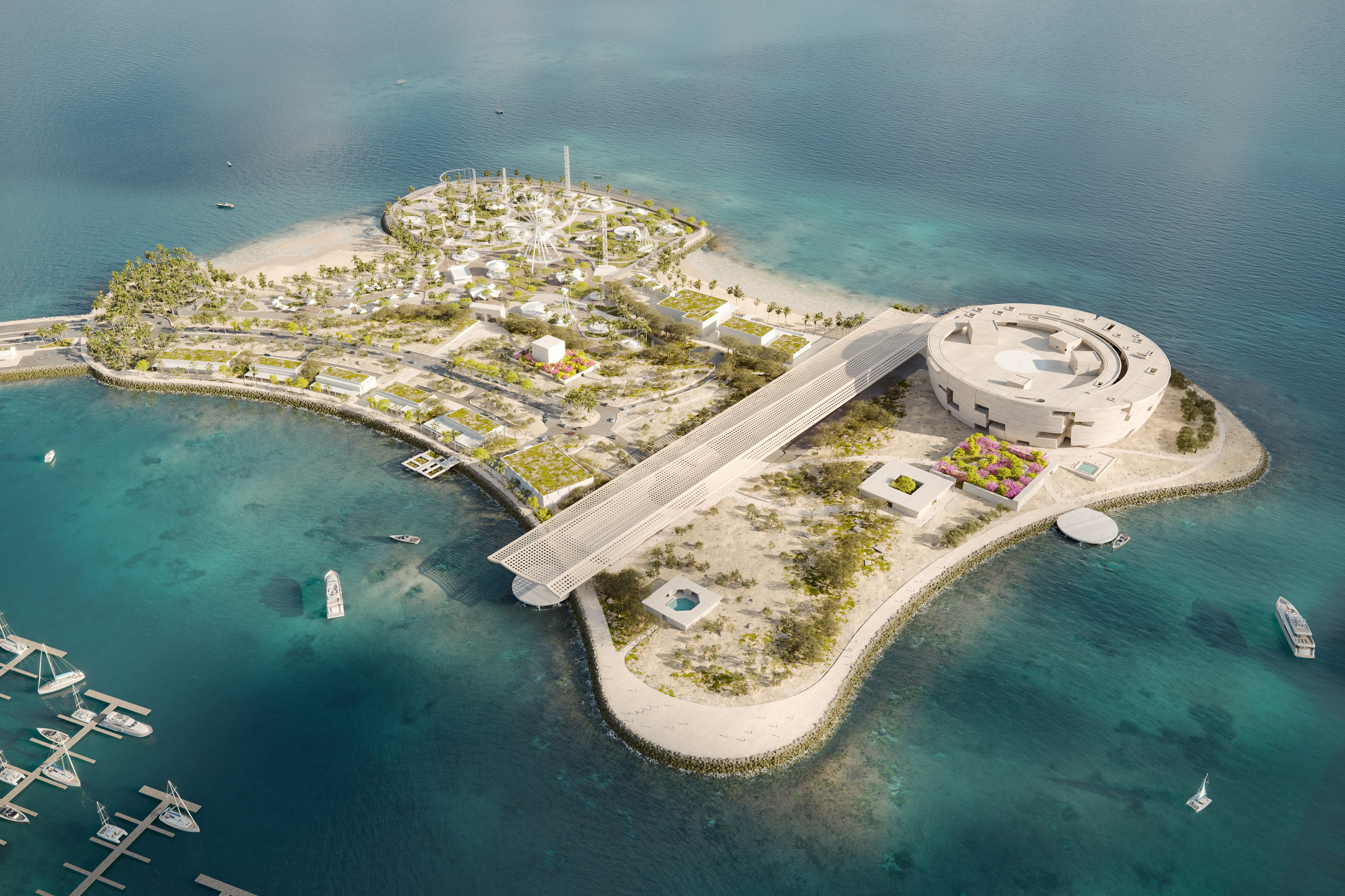 カタールで2029年開館予定のルサイル美術館の鳥瞰図(模型)