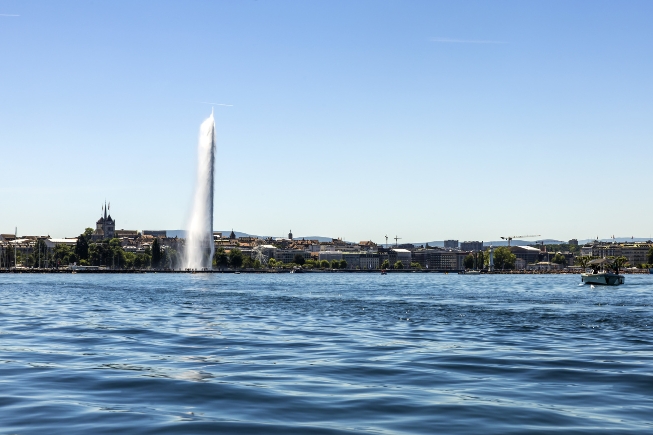 fountain on lake