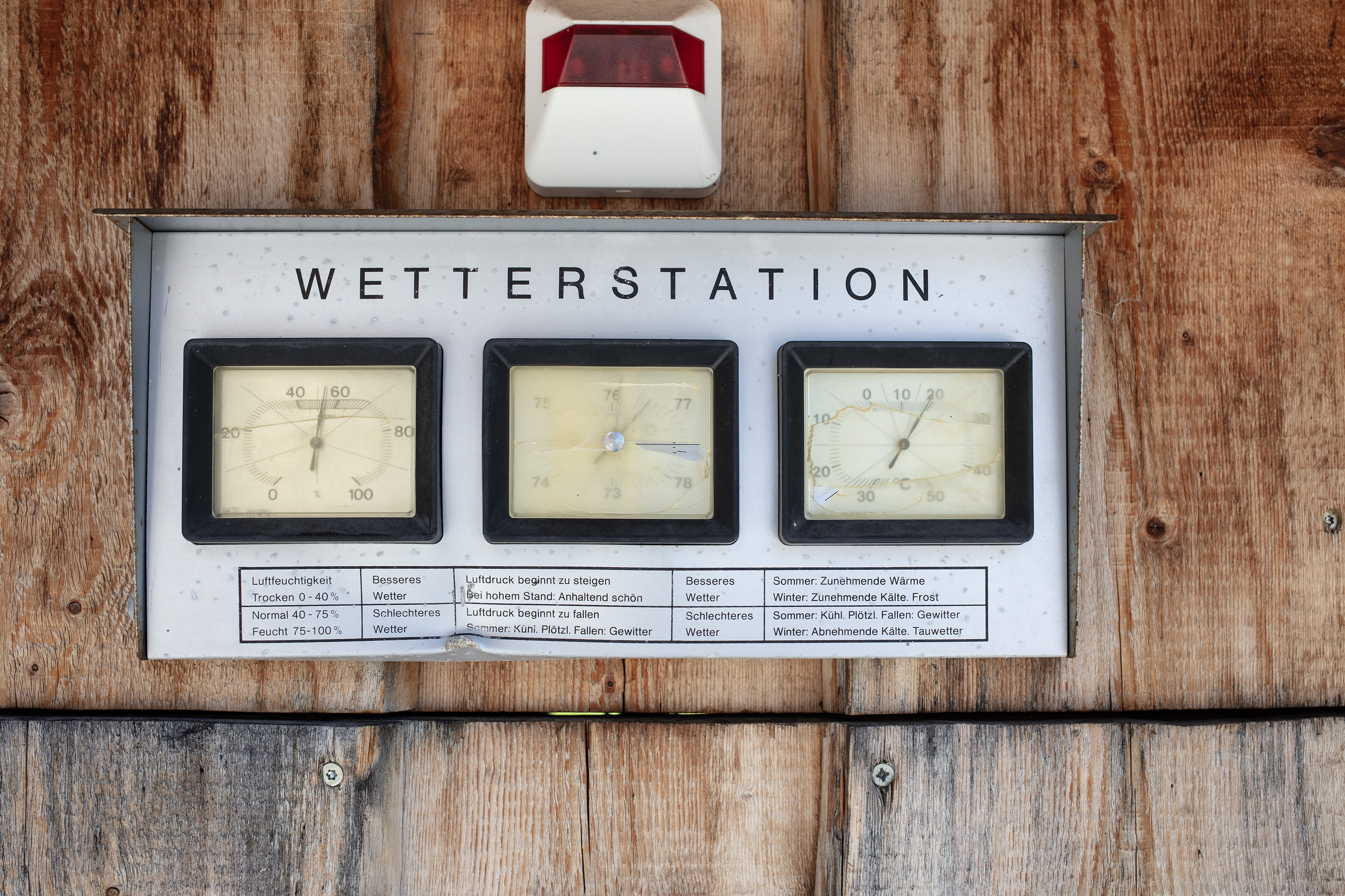 Despite the presence of a Wetterschmöcker, there is also a traditional weather station on the restaurant terrace.