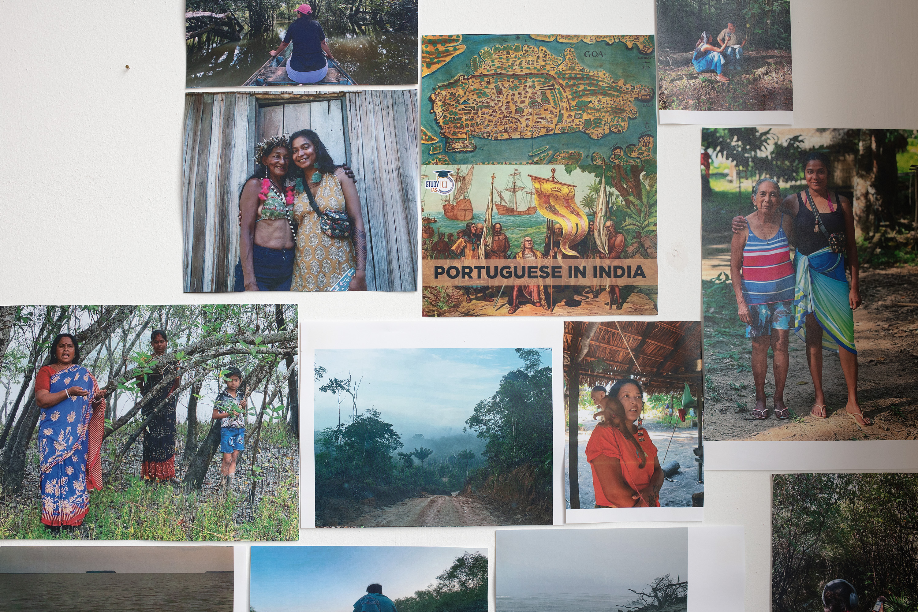 Des instantanés de voyage collés sur le mur