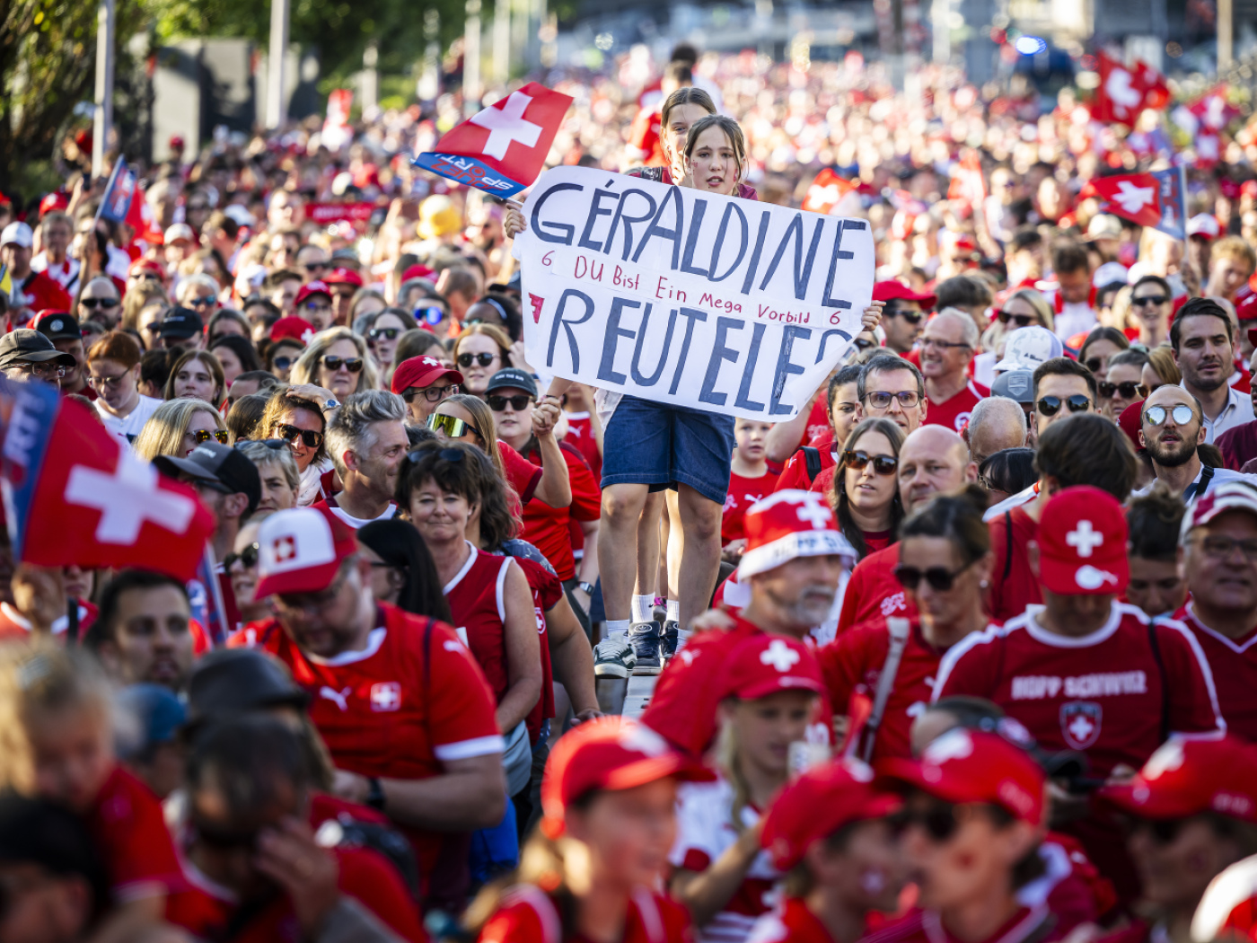 A procession in Bern on Friday ahead of Spain-Switzerland