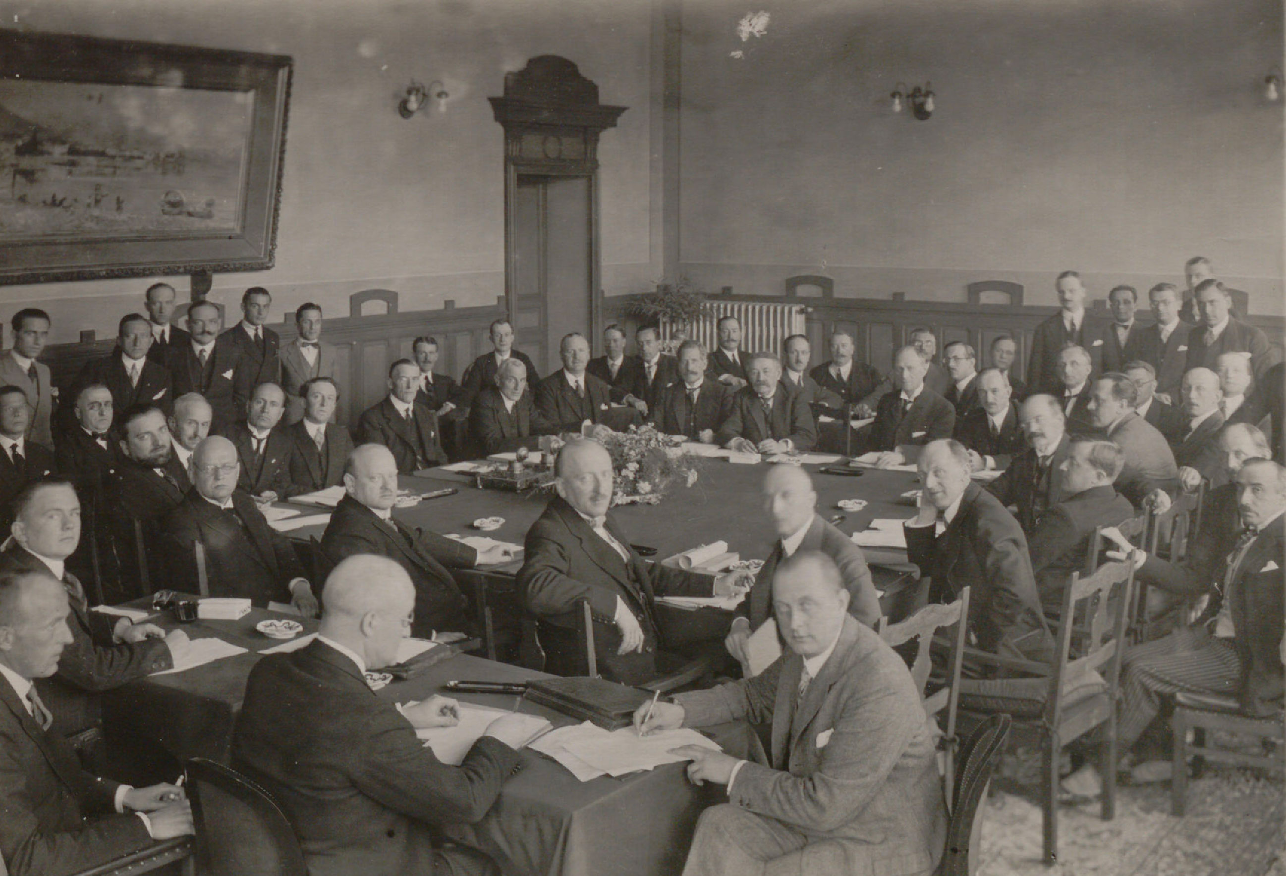 Delegates inside the meeting hall in Locarno, 1925