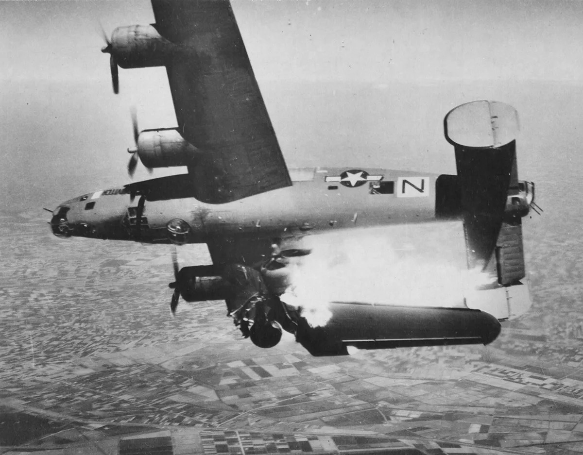 plane hit by flak