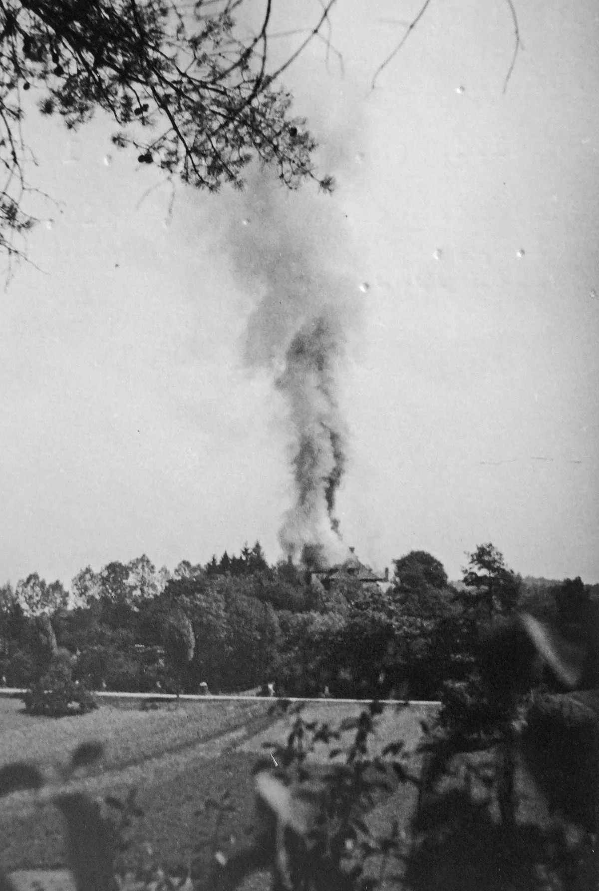 view of burning castle