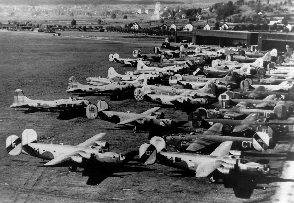 planes lined up on airfield